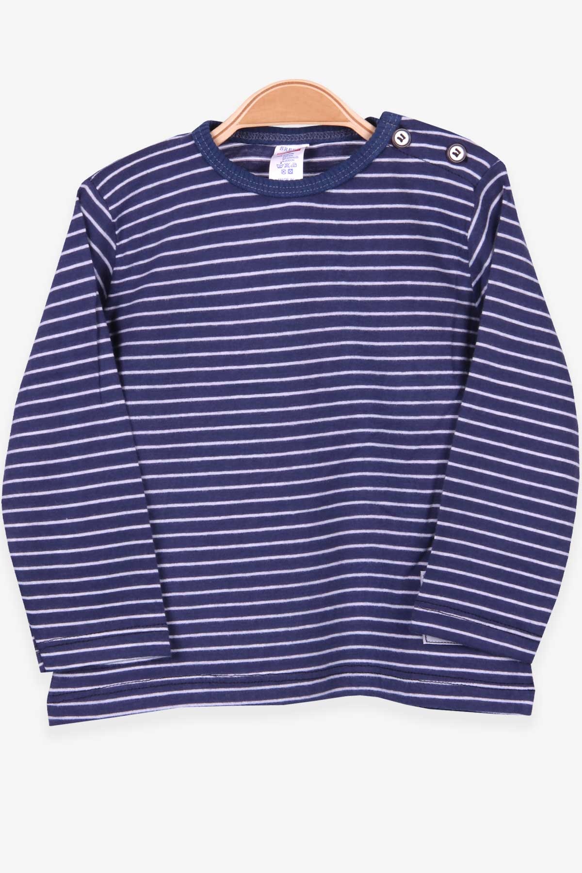 Breeze Erkek Bebek Uzun Kollu Tişört Patlı Çizgili İndigo (9 Ay-3 Yaş)
