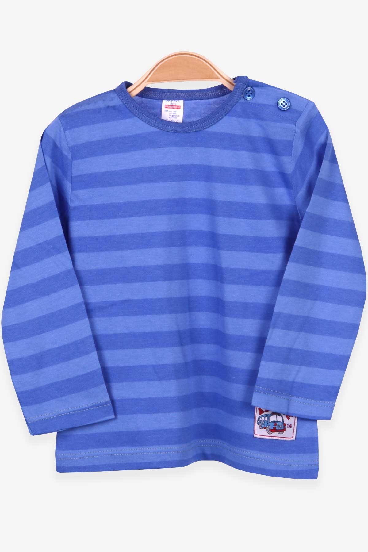 Breeze Erkek Bebek Uzun Kollu Tişört Patlı Çizgili Mavi (9 Ay-3 Yaş)