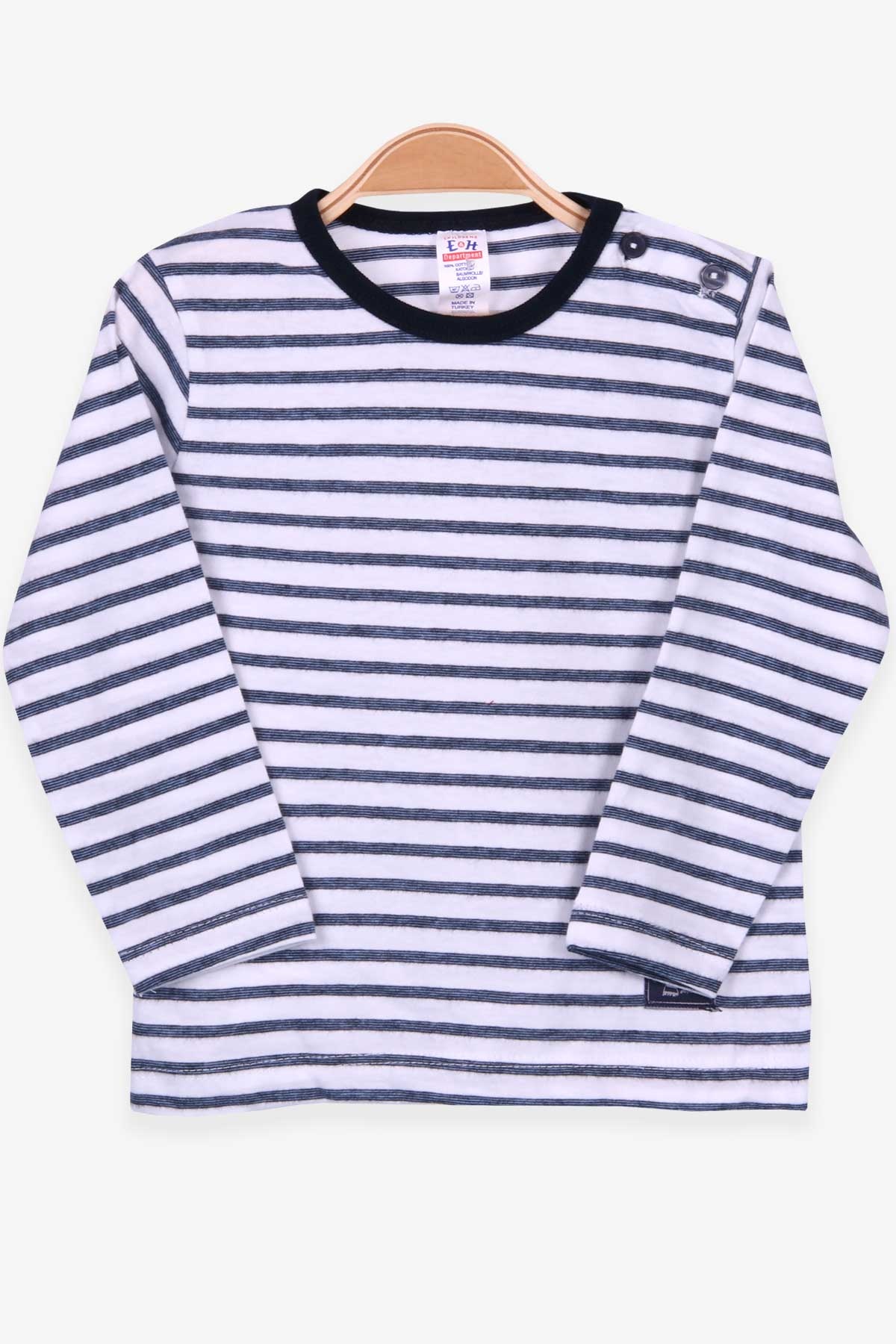 Breeze Erkek Bebek Uzun Kollu Tişört Patlı Çizgili Beyaz (9 Ay-3 Yaş)