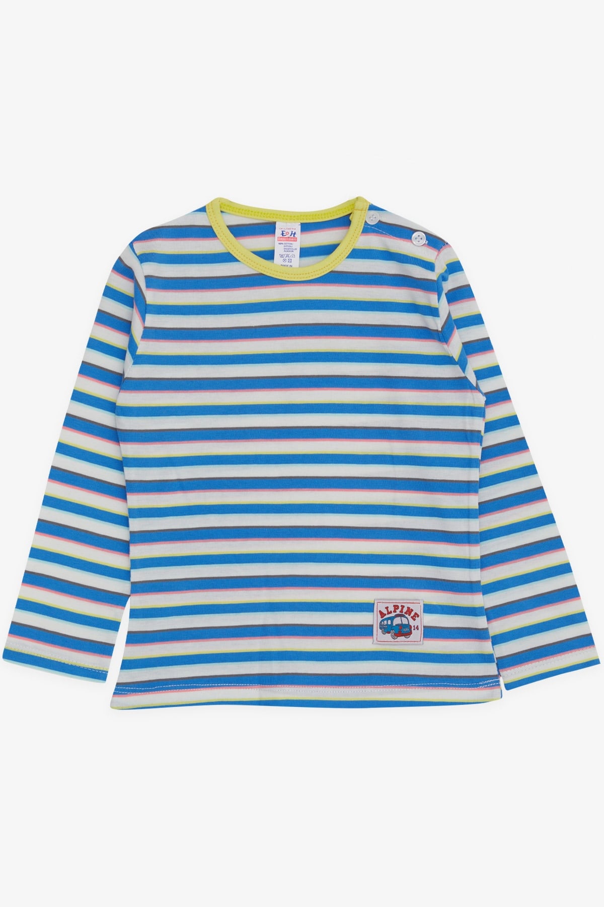Breeze Erkek Bebek Uzun Kollu Tişört Patlı Renkli Çizgili Karışık Renk (9 Ay-3 Yaş)