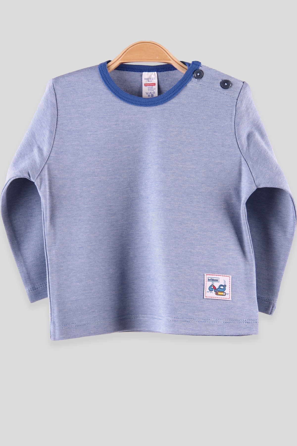 Breeze Erkek Bebek Uzun Kollu Tişört Patlı Mavi (9 Ay-3 Yaş)
