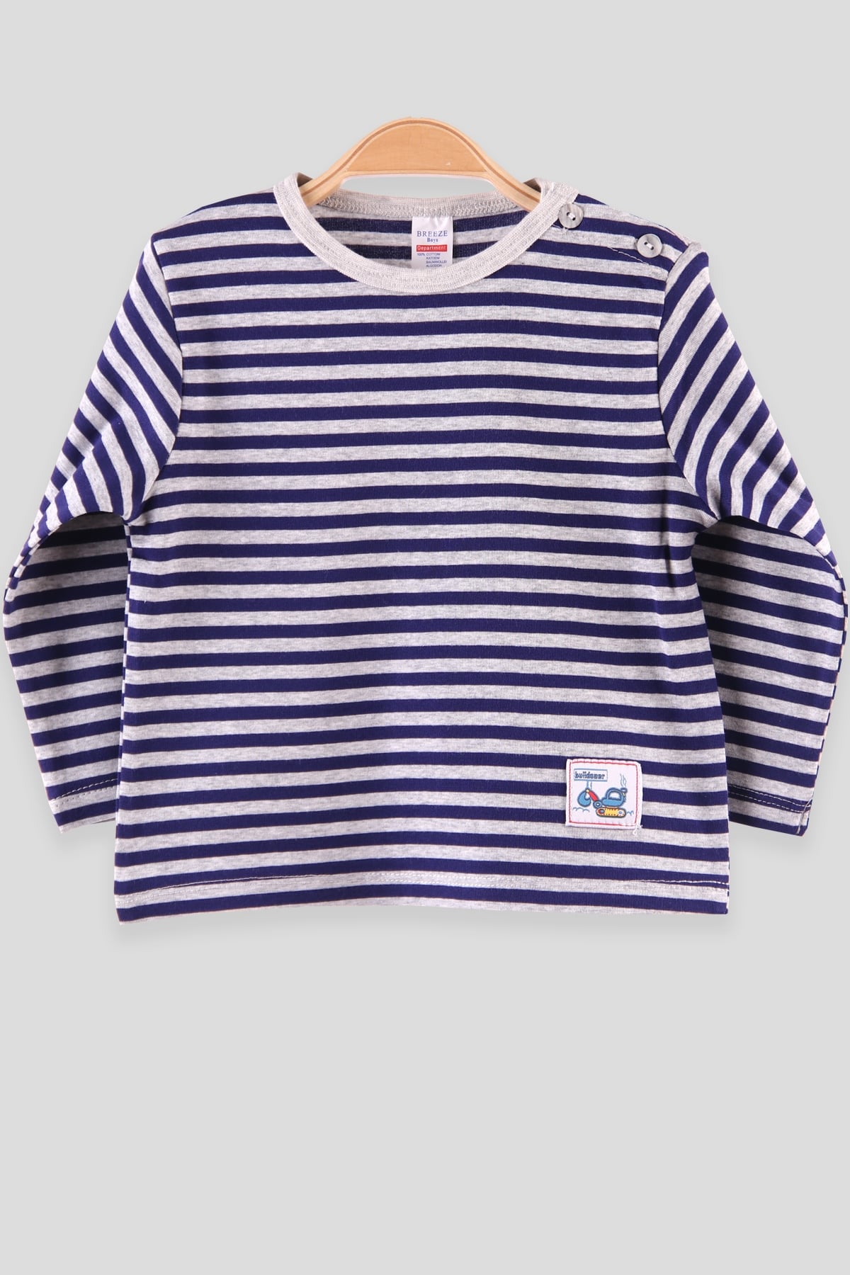 Breeze Erkek Bebek Uzun Kollu Tişört Patlı Gri (9 Ay-3 Yaş)
