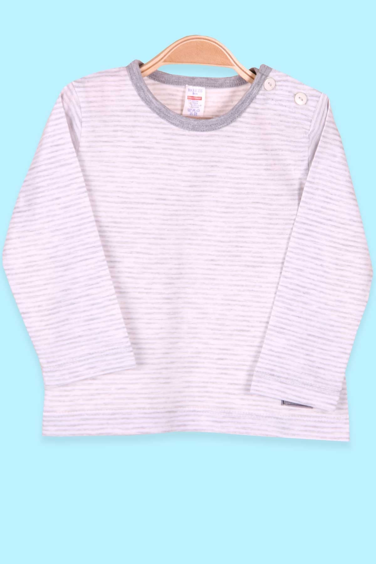 Breeze Erkek Bebek Uzun Kollu Tişört Patlı Çizgili Ekru (9 Ay-3 Yaş)