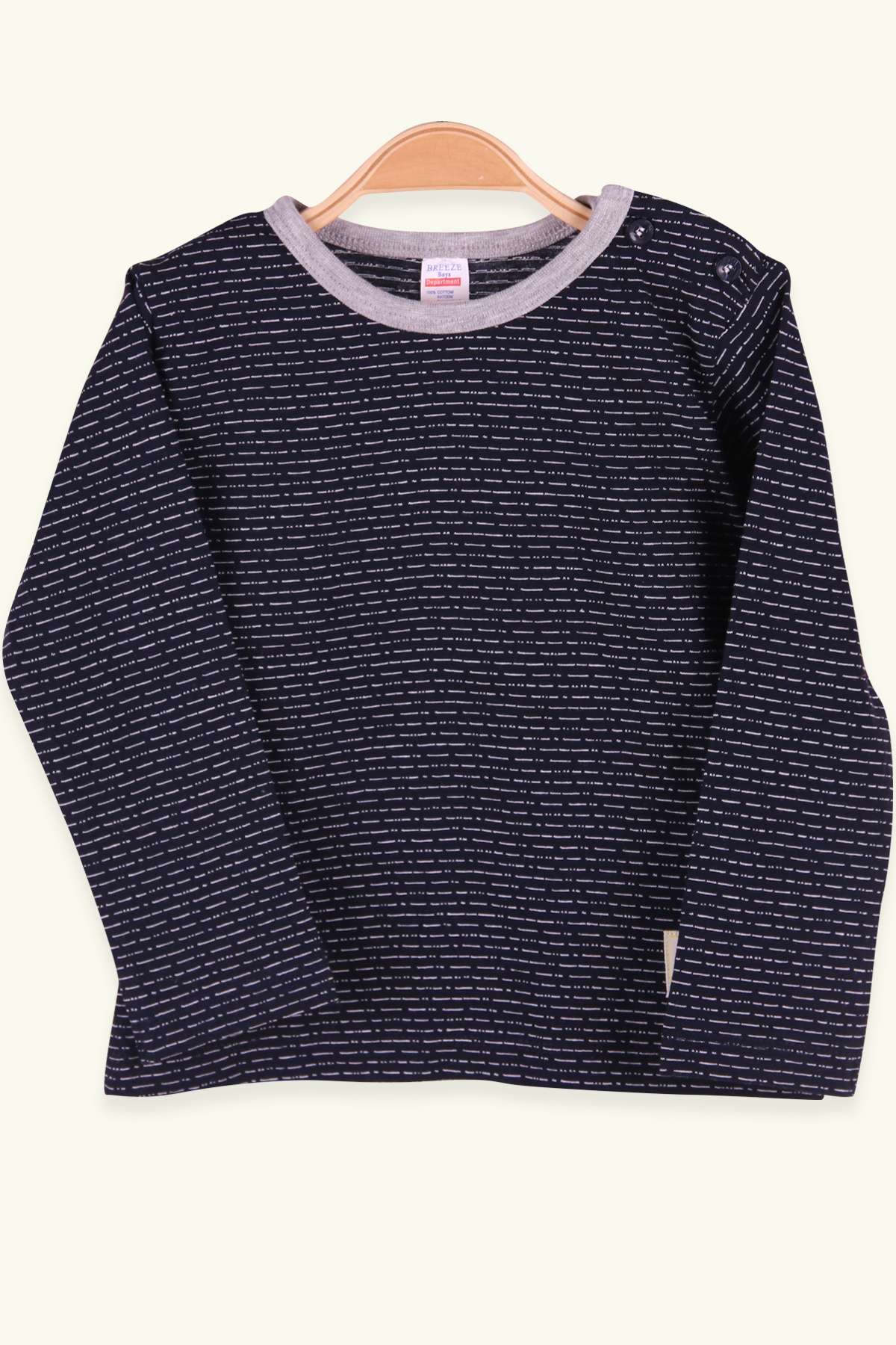 Breeze Erkek Bebek Uzun Kollu Tişört Patlı Çizgili Lacivert (9 Ay-3 Yaş)