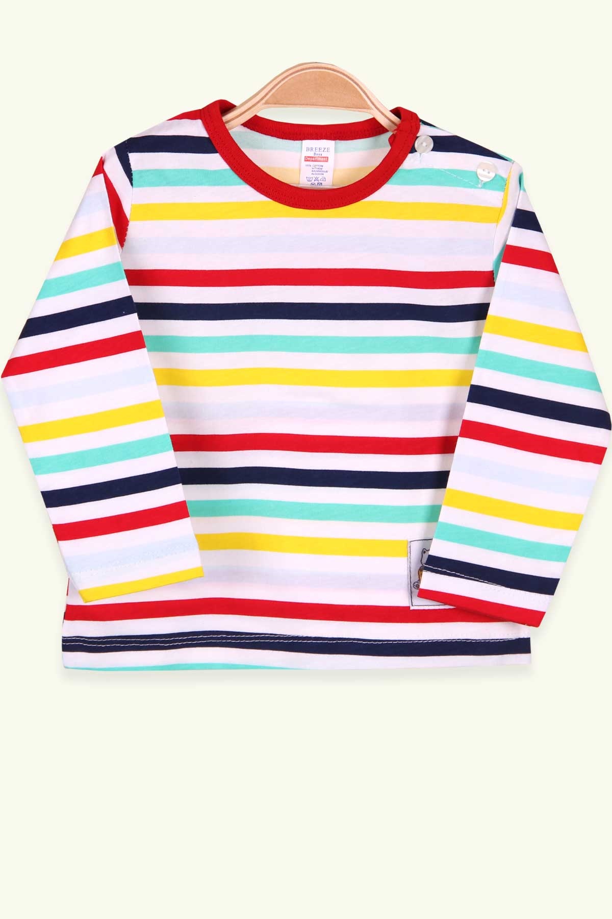 Breeze Erkek Bebek Uzun Kollu Tişört Patlı Çizgili Karışık Renk (9 Ay-3 Yaş)