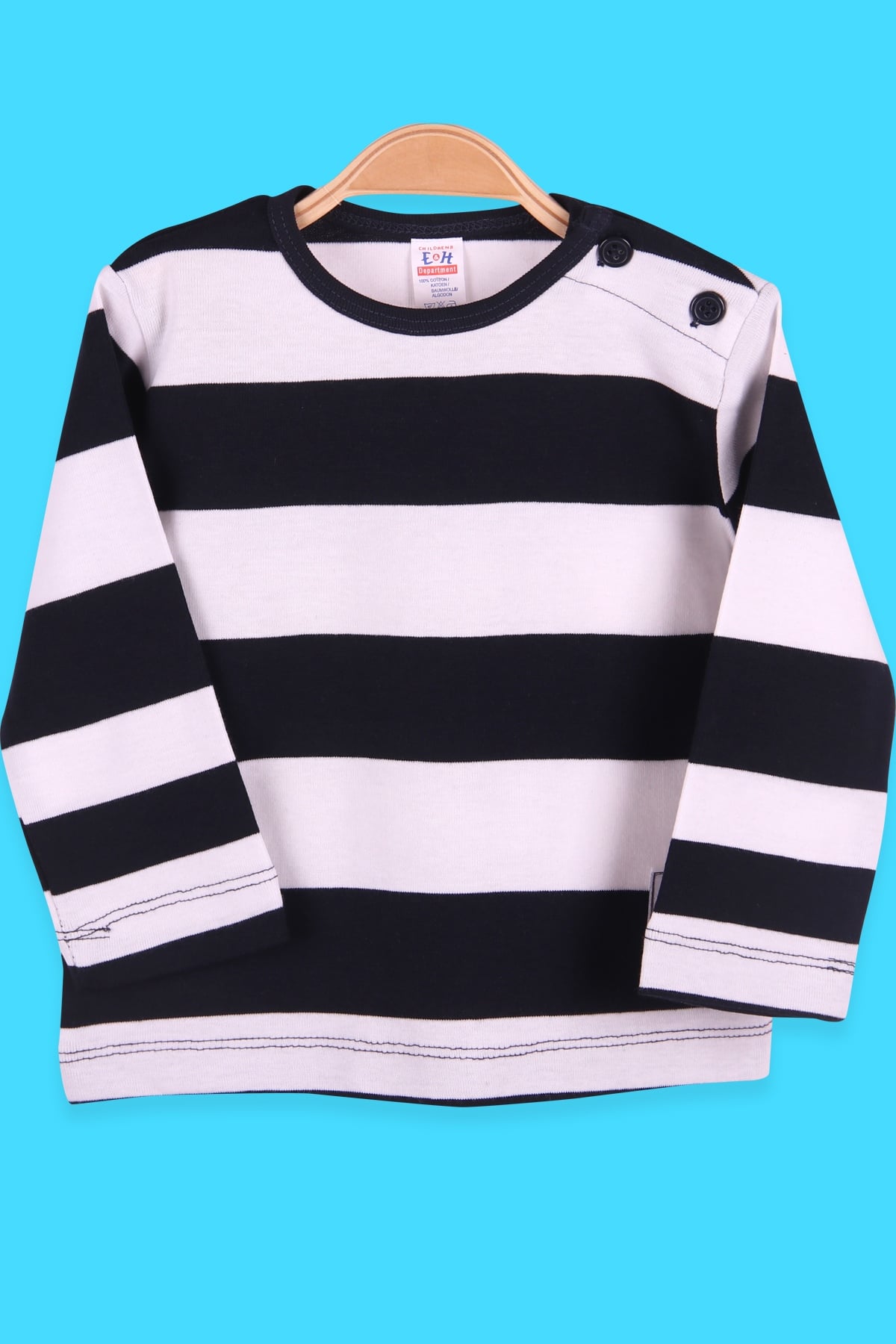 Breeze Erkek Bebek Uzun Kollu Tişört Patlı Çizgili Lacivert (9 Ay-3 Yaş)