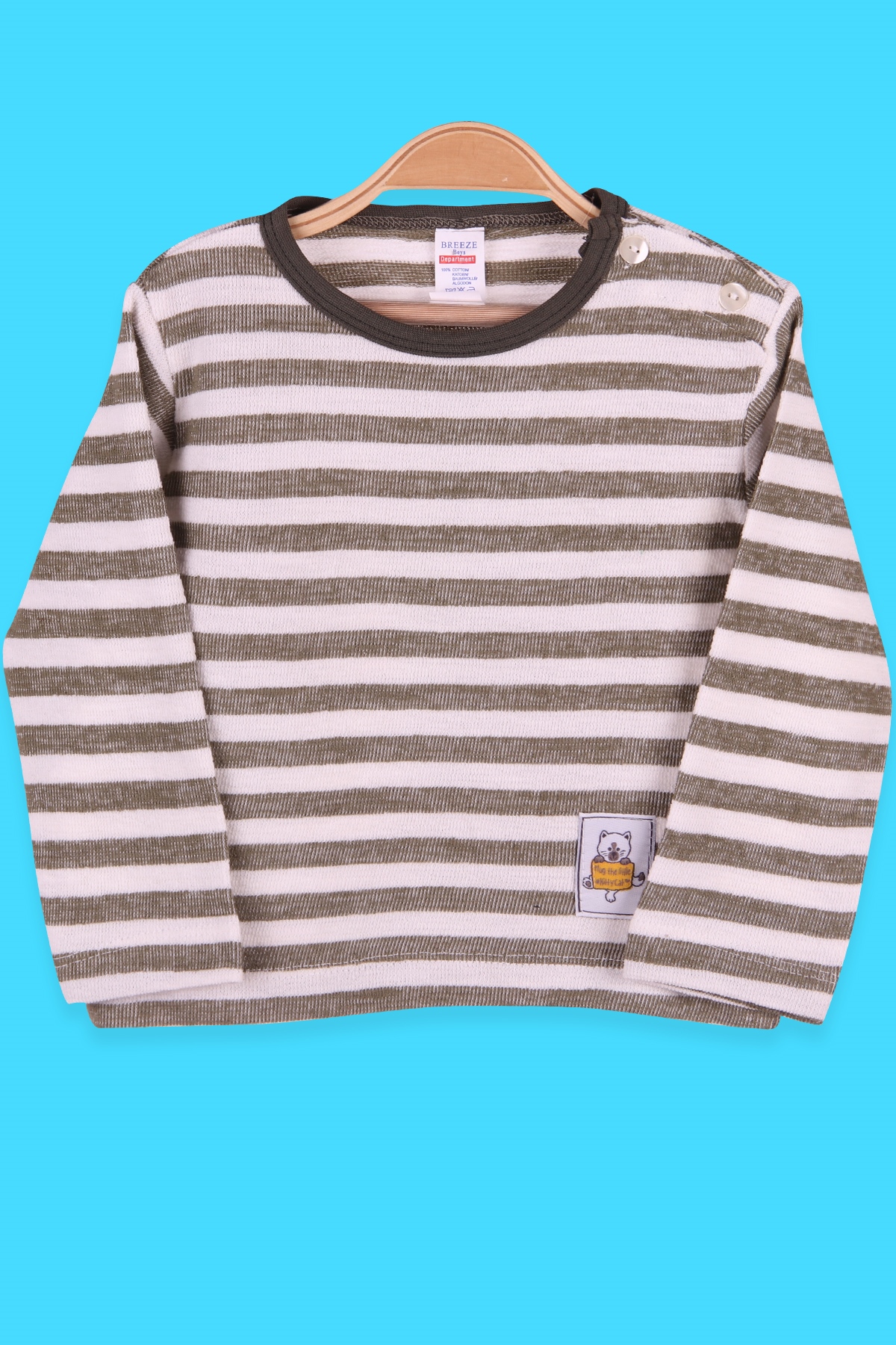 Breeze Erkek Bebek Uzun Kollu Tişört Patlı Çizgili Yeşil (9 Ay-3 Yaş)