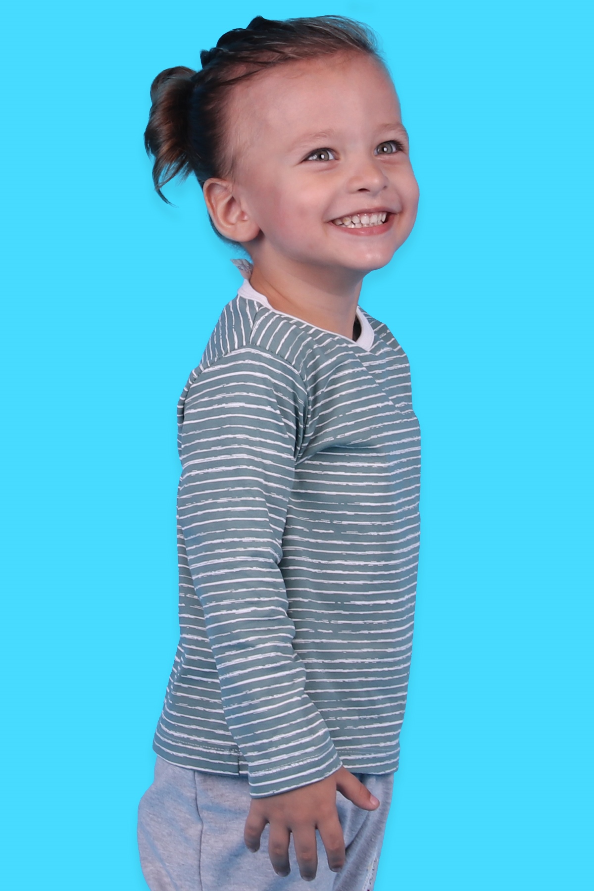 Breeze Erkek Bebek Uzun Kollu Tişört Patlı Çizgili Su Yeşili (9 Ay-3 Yaş)
