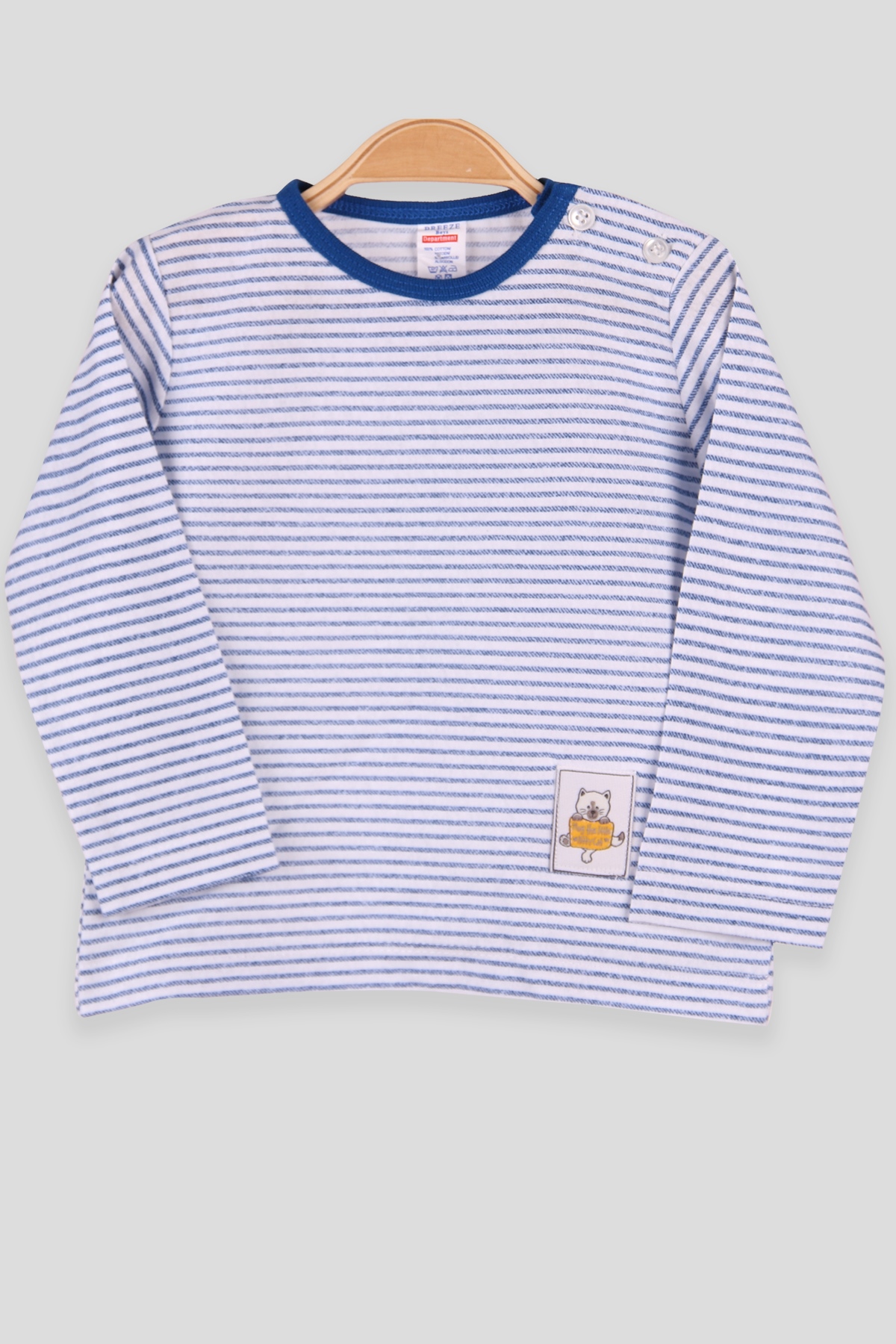 Breeze Erkek Bebek Uzun Kollu Tişört Patlı Mavi (9 Ay-3 Yaş)