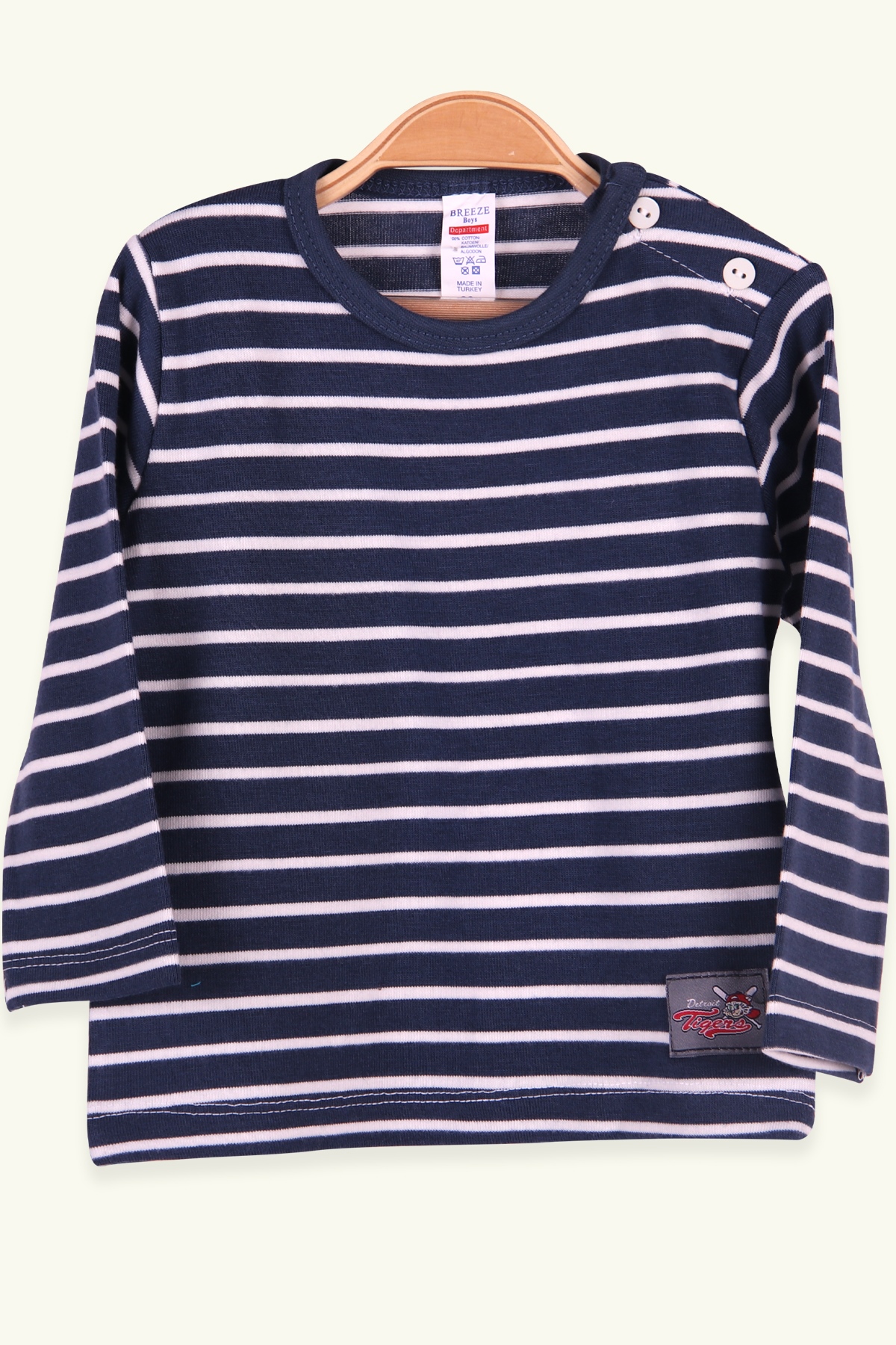 Breeze Erkek Bebek Uzun Kollu Tişört Patlı Çizgili İndigo (9 Ay-3 Yaş)