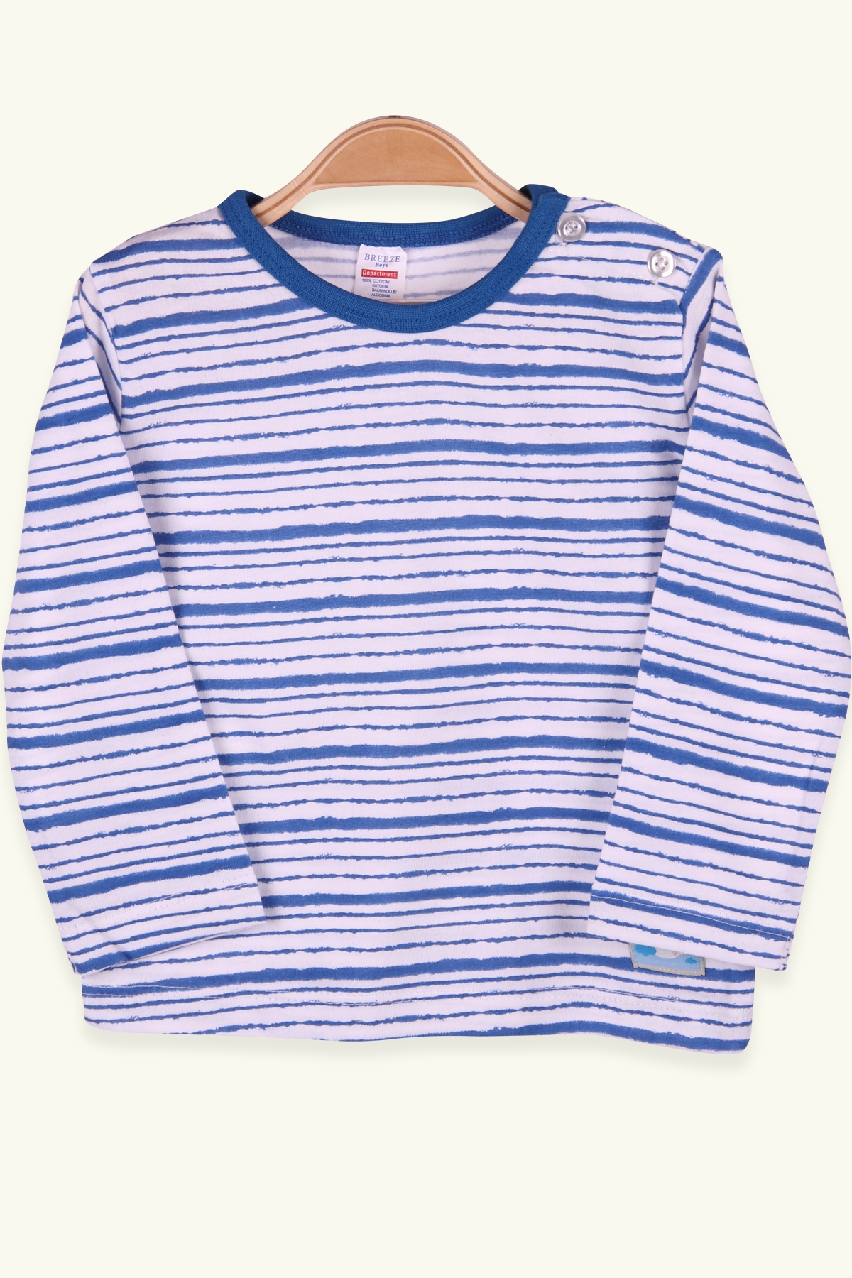 Breeze Erkek Bebek Uzun Kollu Tişört Patlı Çizgili Mavi (9 Ay-3 Yaş)