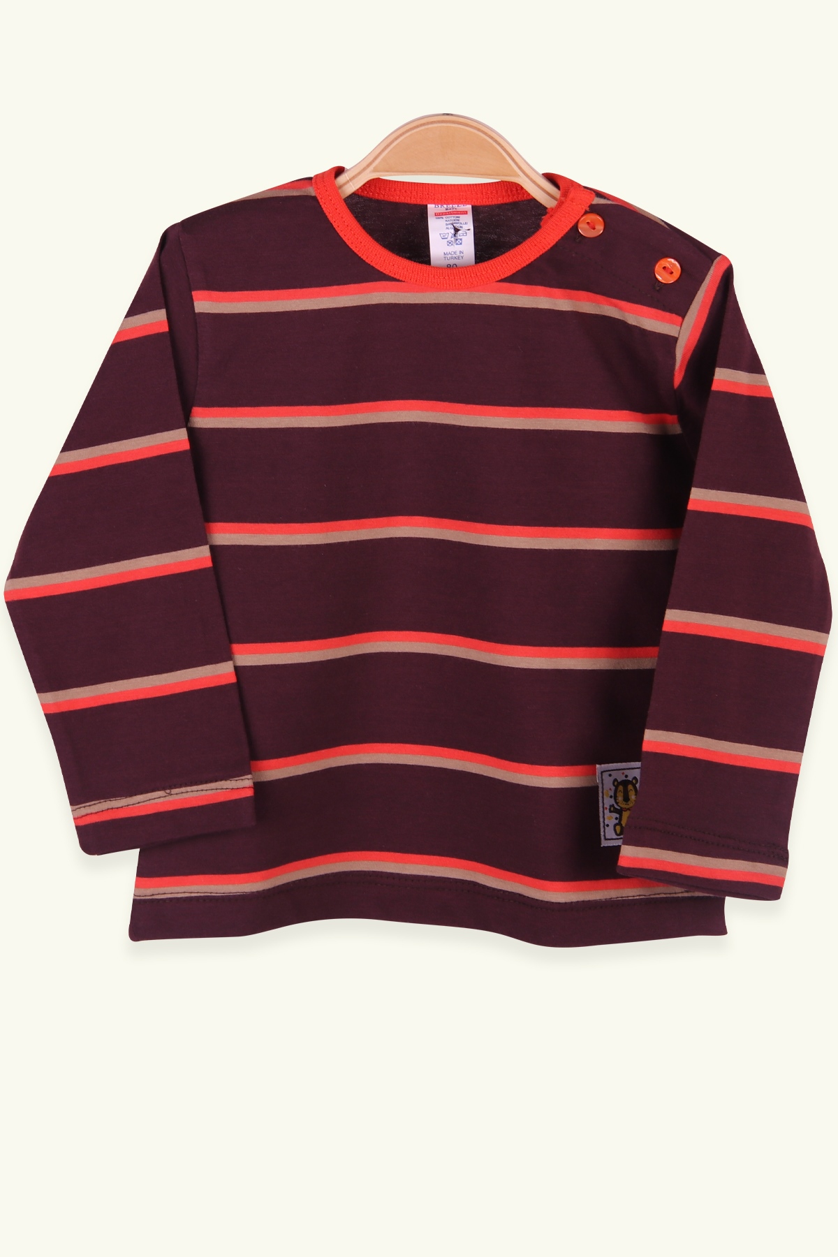 Breeze Erkek Bebek Uzun Kollu Tişört Patlı Çizgili Bordo (9 Ay-3 Yaş)