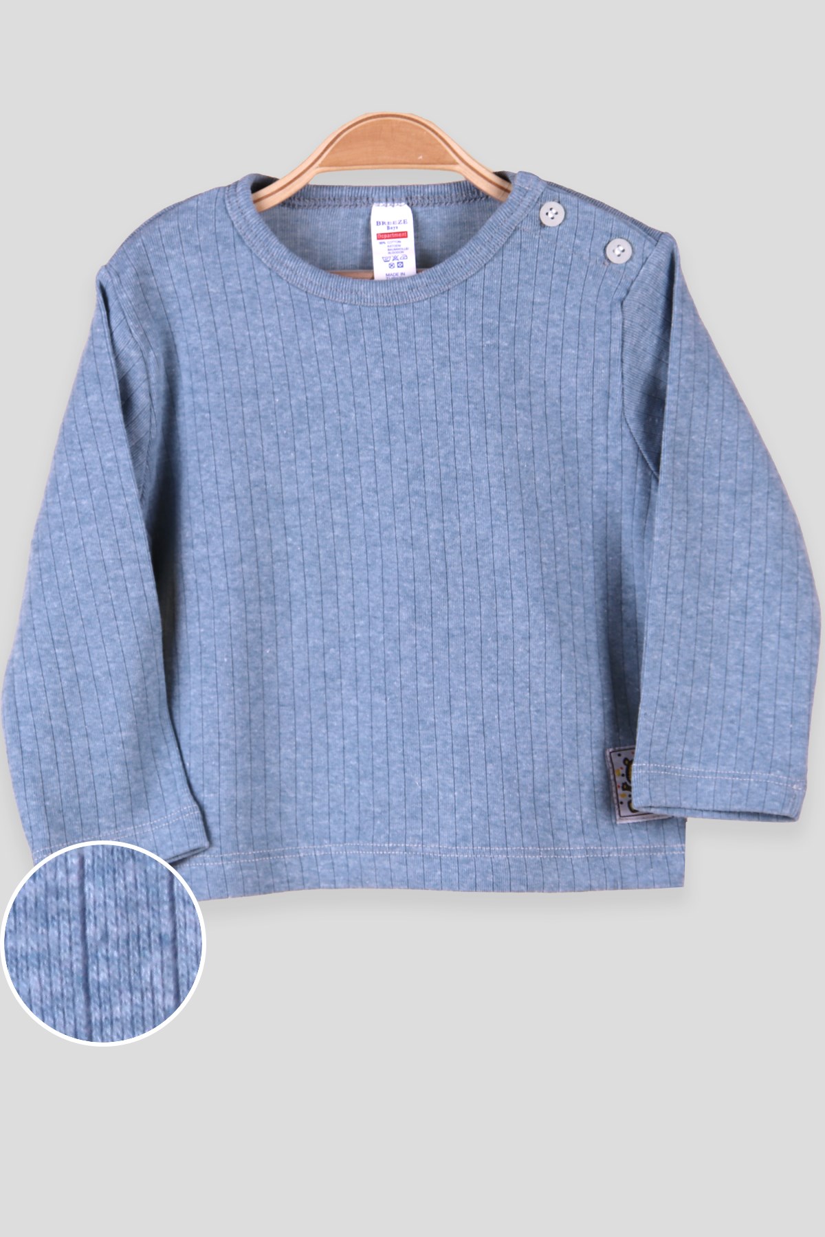 Breeze Erkek Bebek Uzun Kollu Tişört Patlı Çizgili Mavi (9 Ay-3 Yaş)