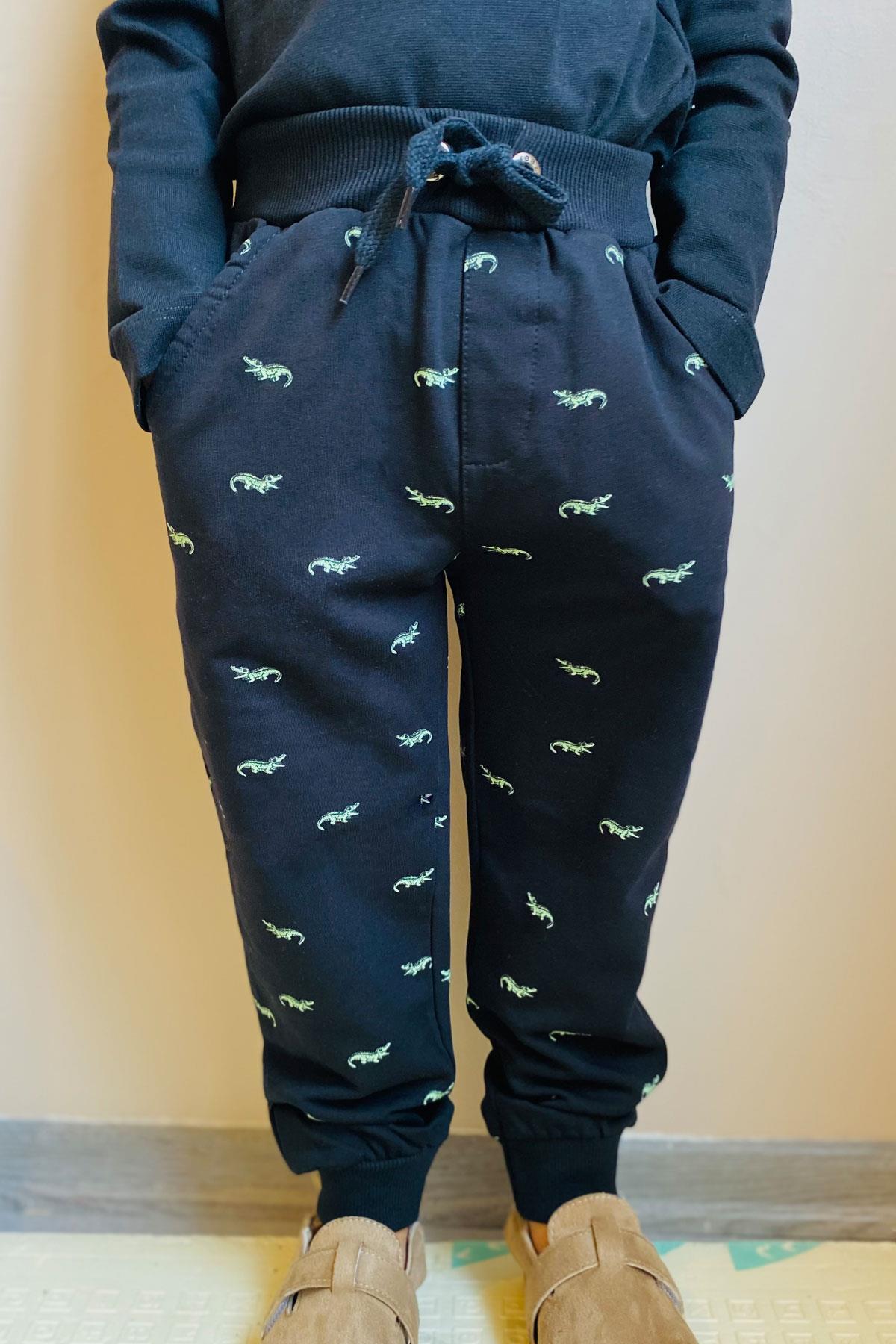 Breeze Erkek Çocuk Alt Sevimli Timsah Desenli Bağcık Aksesuarlı Lacivert (3-8 Yaş)