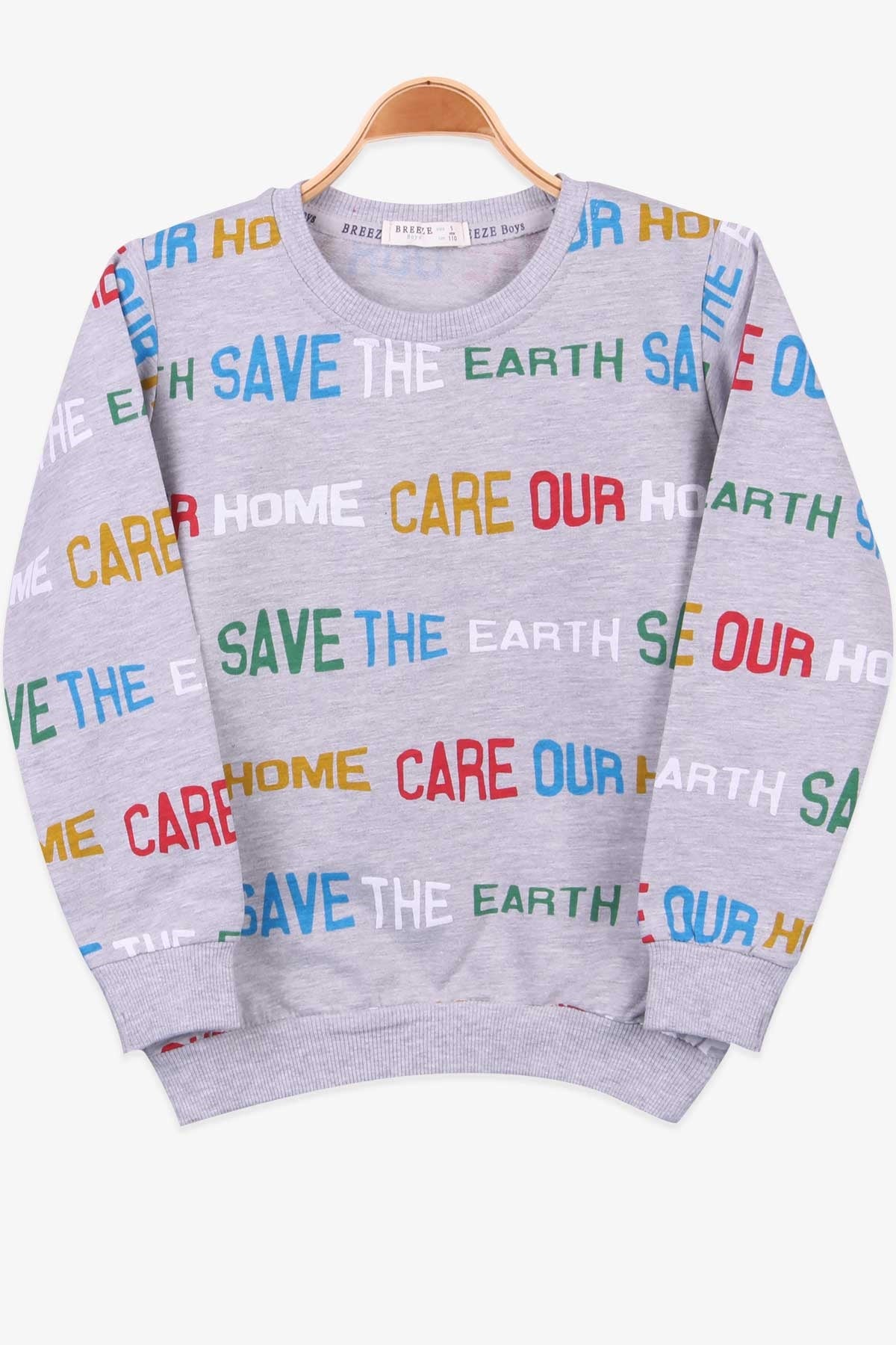 Breeze Erkek Çocuk Baskılı Sweatshirt Gri (5-10 Yaş)