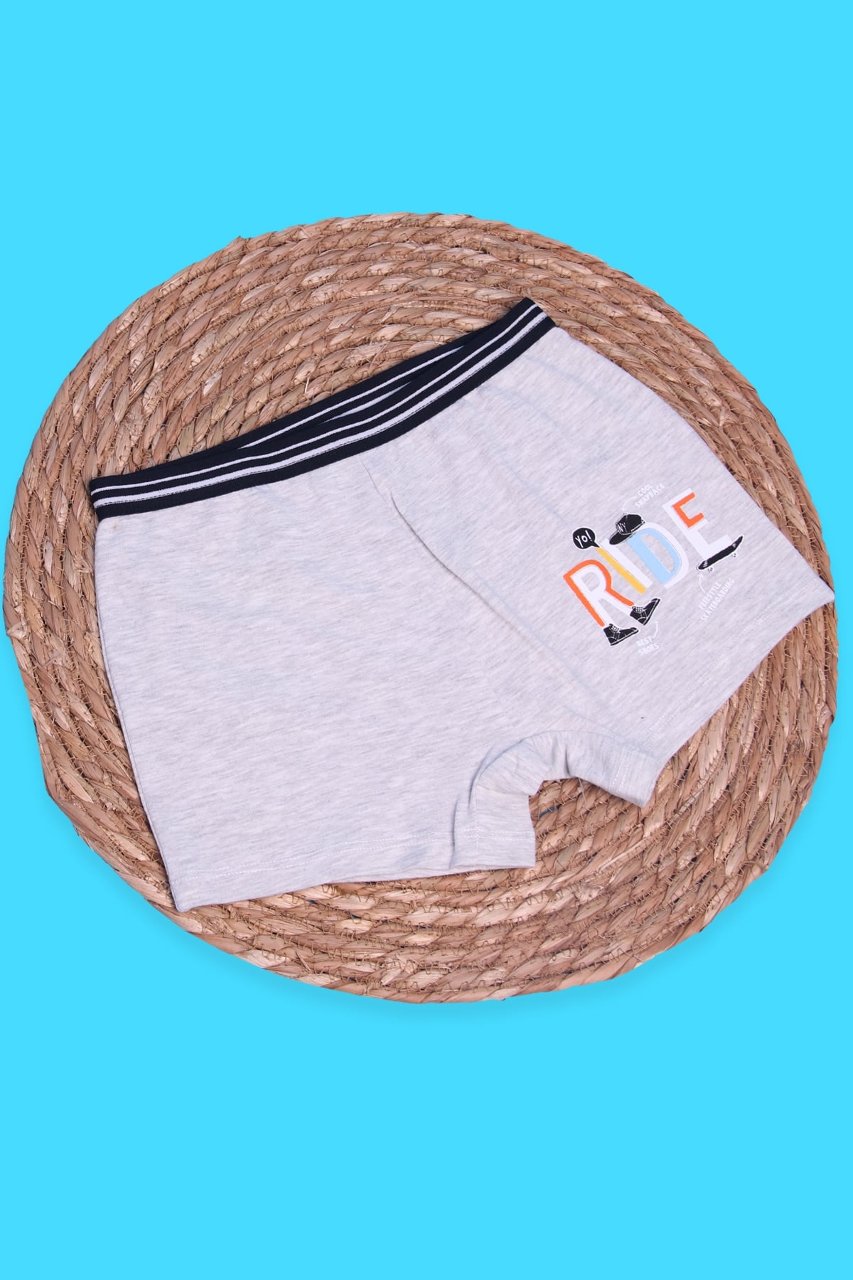 Breeze Erkek Çocuk Boxer Yazı Baskılı Açık Gri (3-11 Yaş)