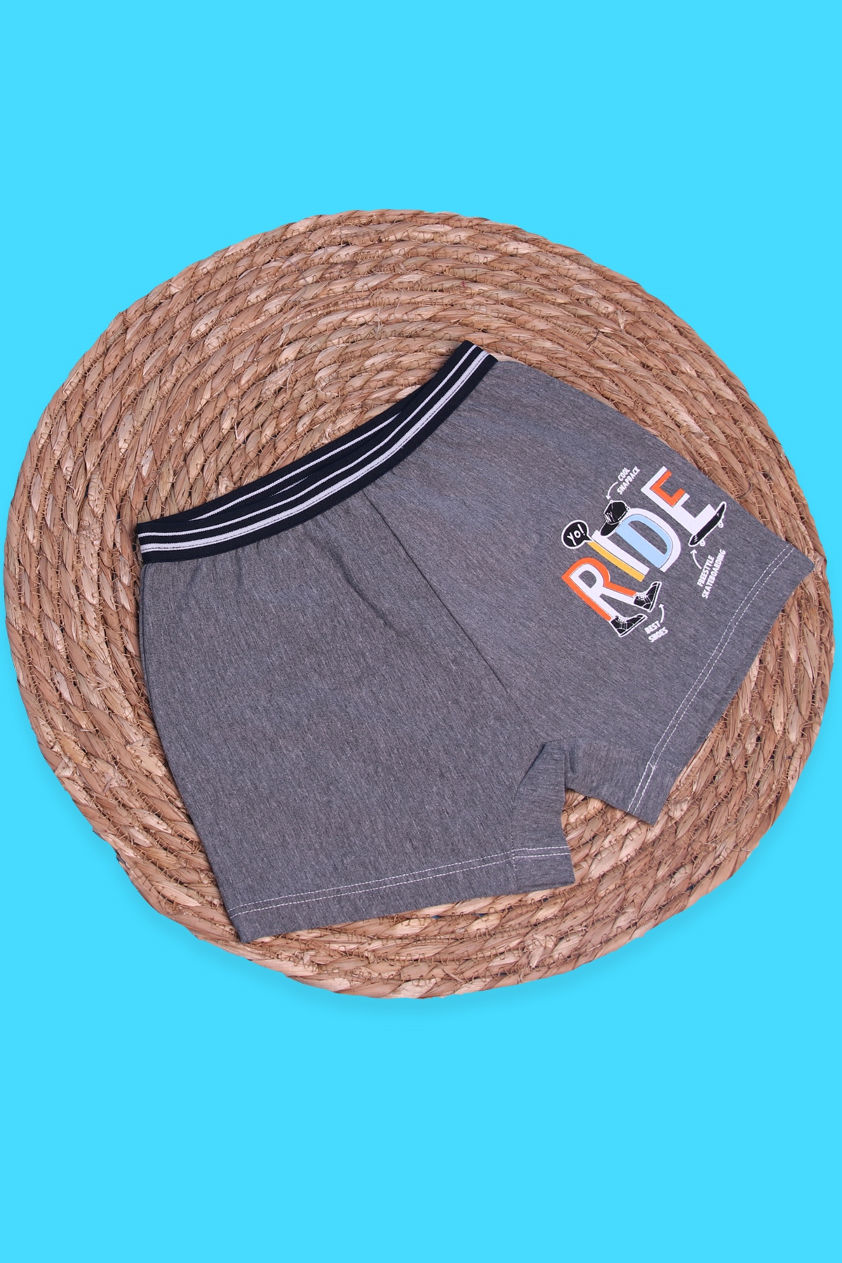 Breeze Erkek Çocuk Boxer Yazı Baskılı Füme (3-11 Yaş)