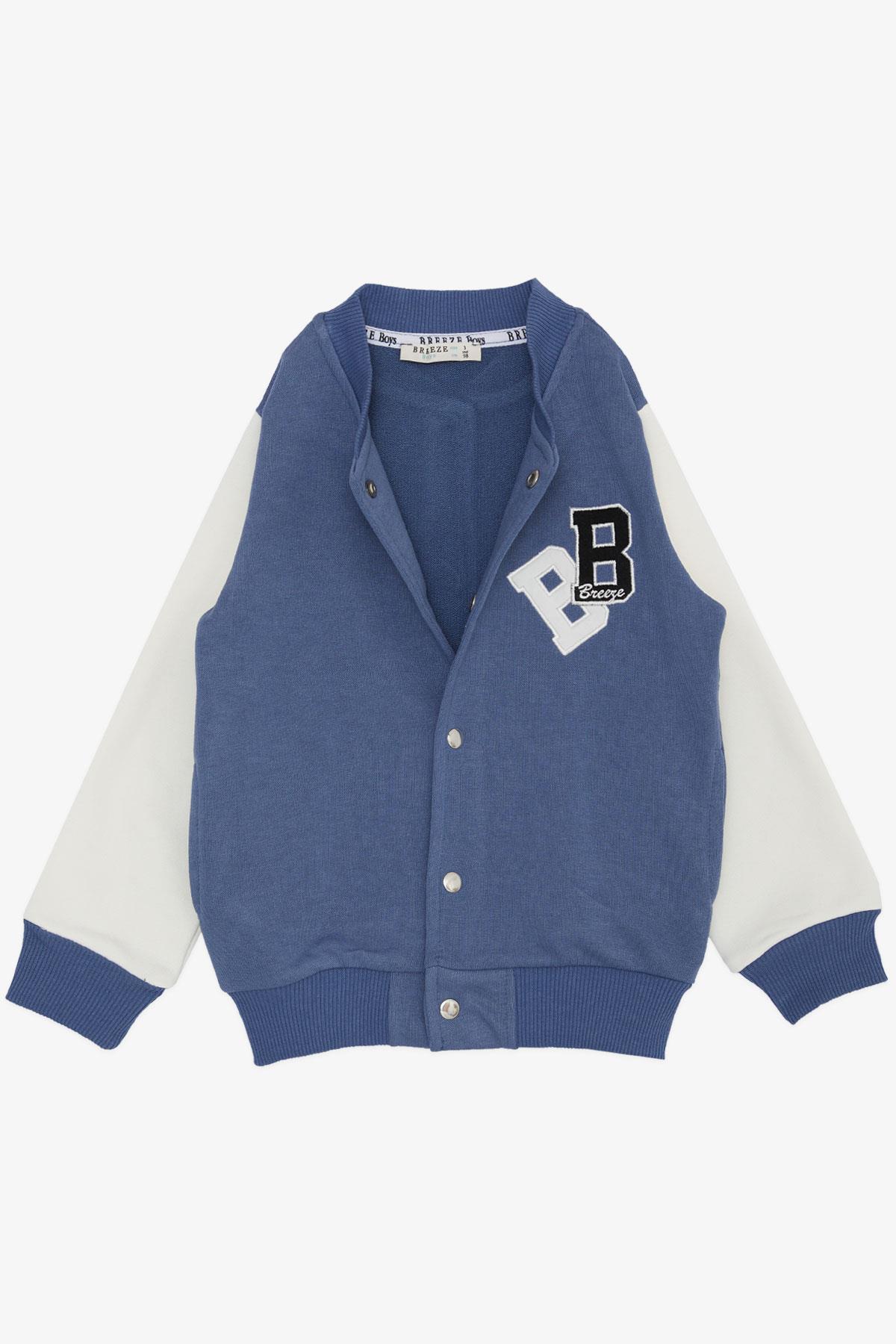 Breeze Erkek Çocuk College Mont Harf Nakışlı Çıtçıtlı Mavi (3-7 Yaş)