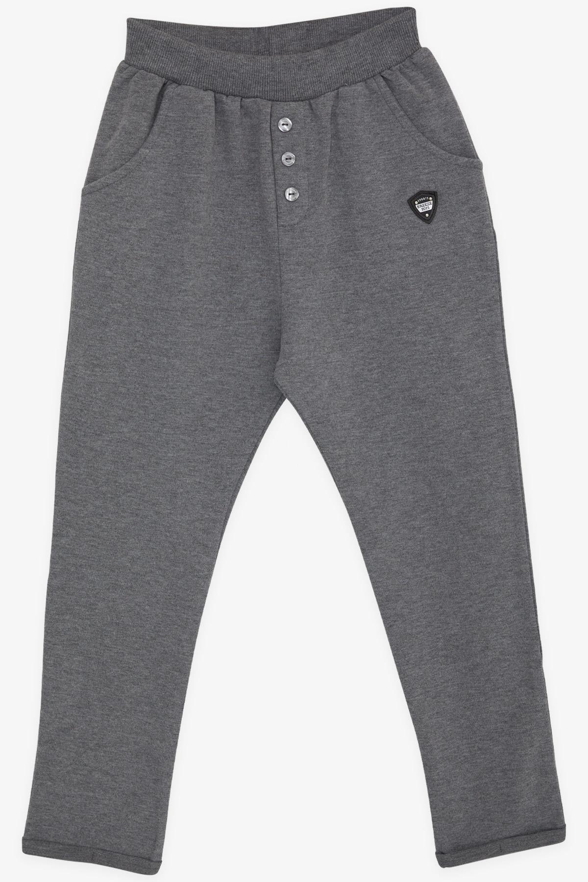 Breeze Erkek Çocuk Eşofman Altı Armalı Basic Koyu Gri Melanj (4-8 Yaş)