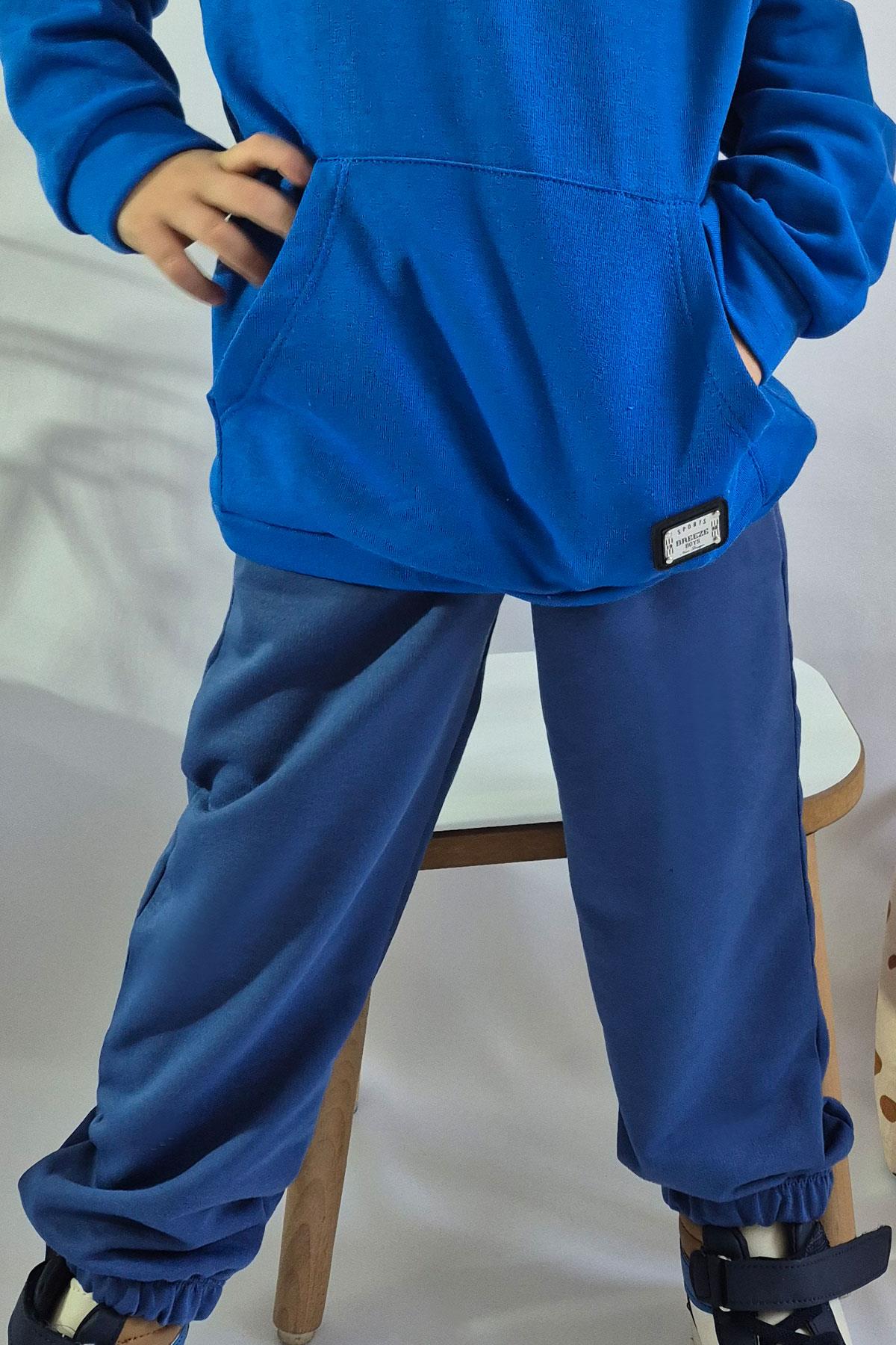 Breeze Erkek Çocuk Eşofman Altı Bağcık Aksesuarlı Arma Detaylı İndigo (4-8 Yaş)