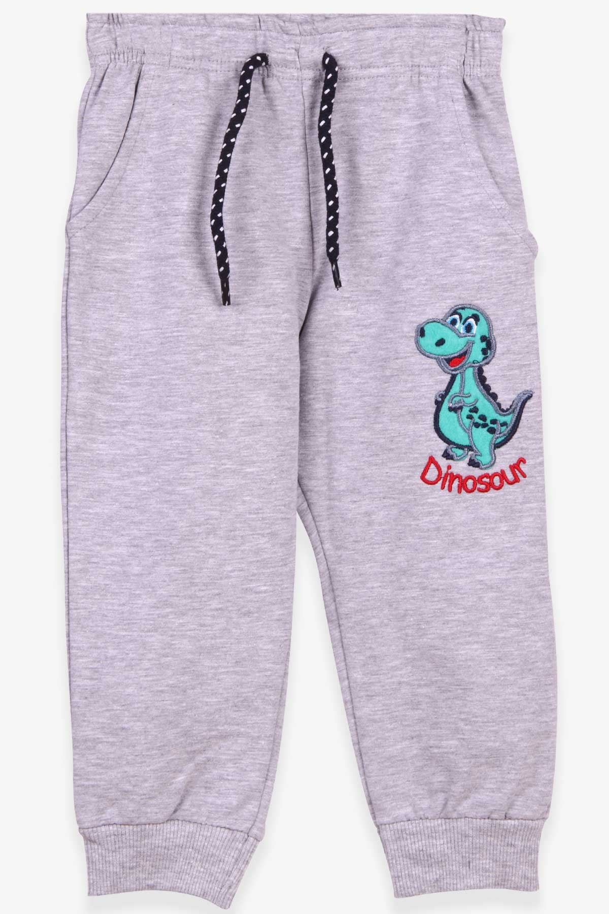 Breeze Erkek Çocuk Eşofman Altı Dinazor Nakışlı Gri Melanj (1.5-5 Yaş)