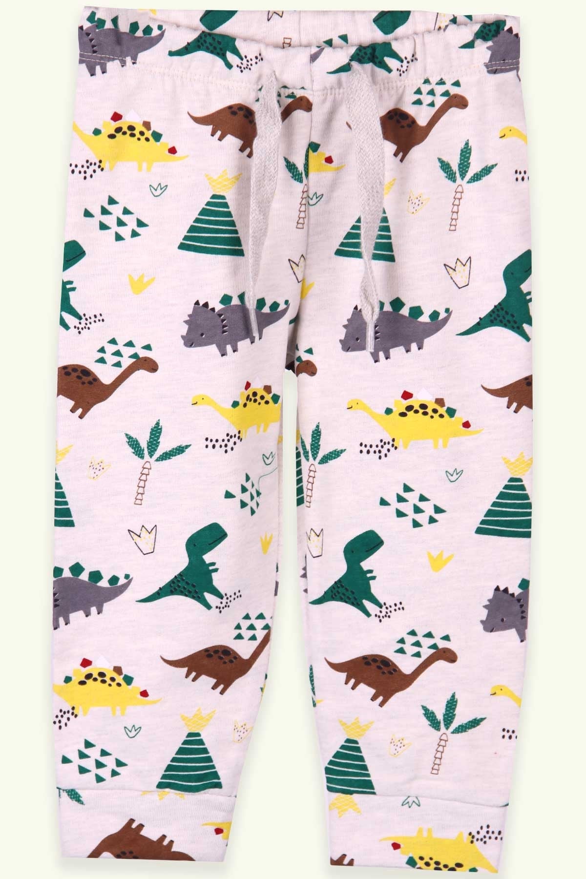 Breeze Erkek Çocuk Eşofman Altı Dinozor Desenli Krem (1.5-5 Yaş)