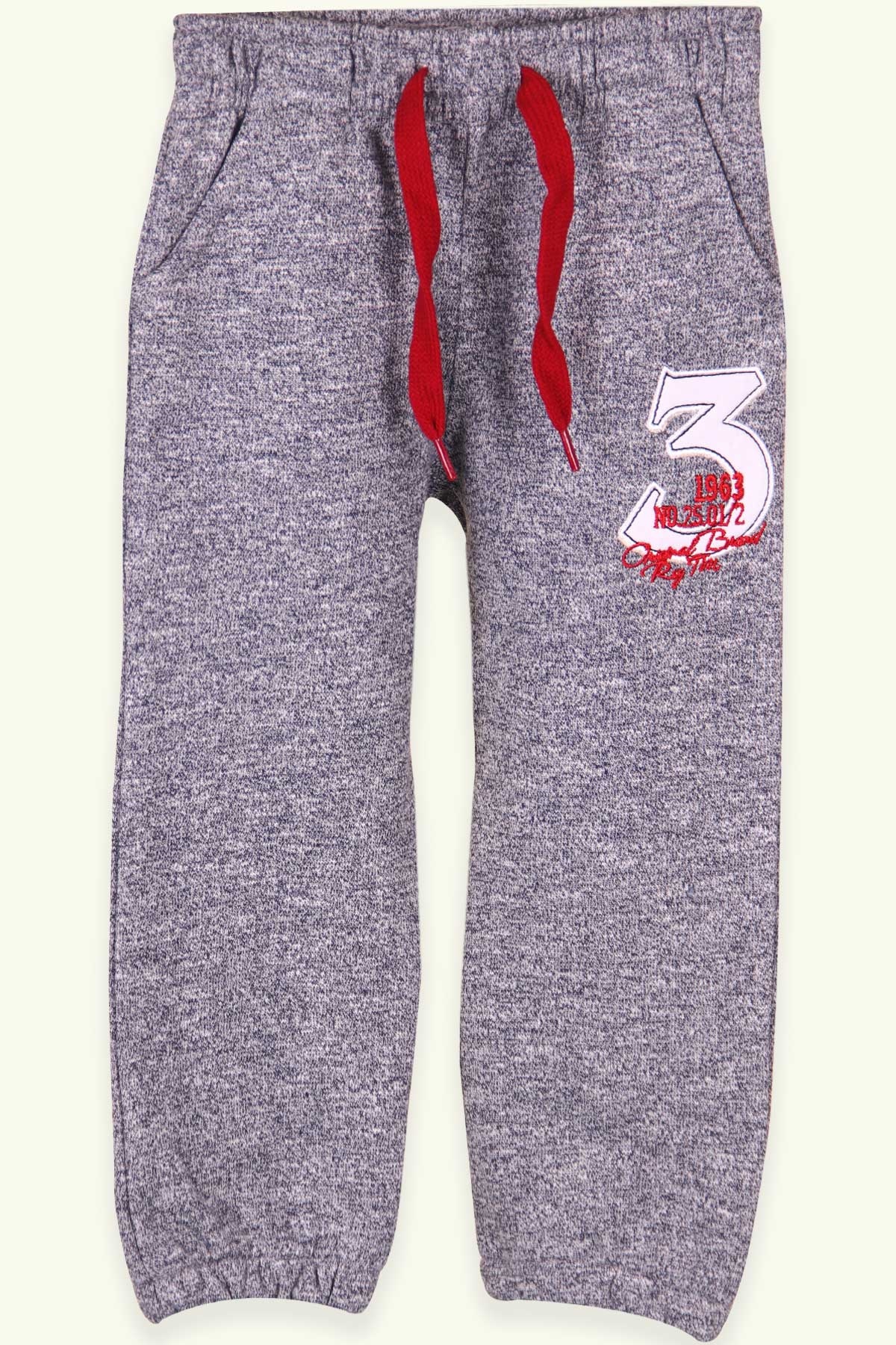 Breeze Erkek Çocuk Eşofman Altı Nakışlı Gri Melanj (3-7 Yaş)