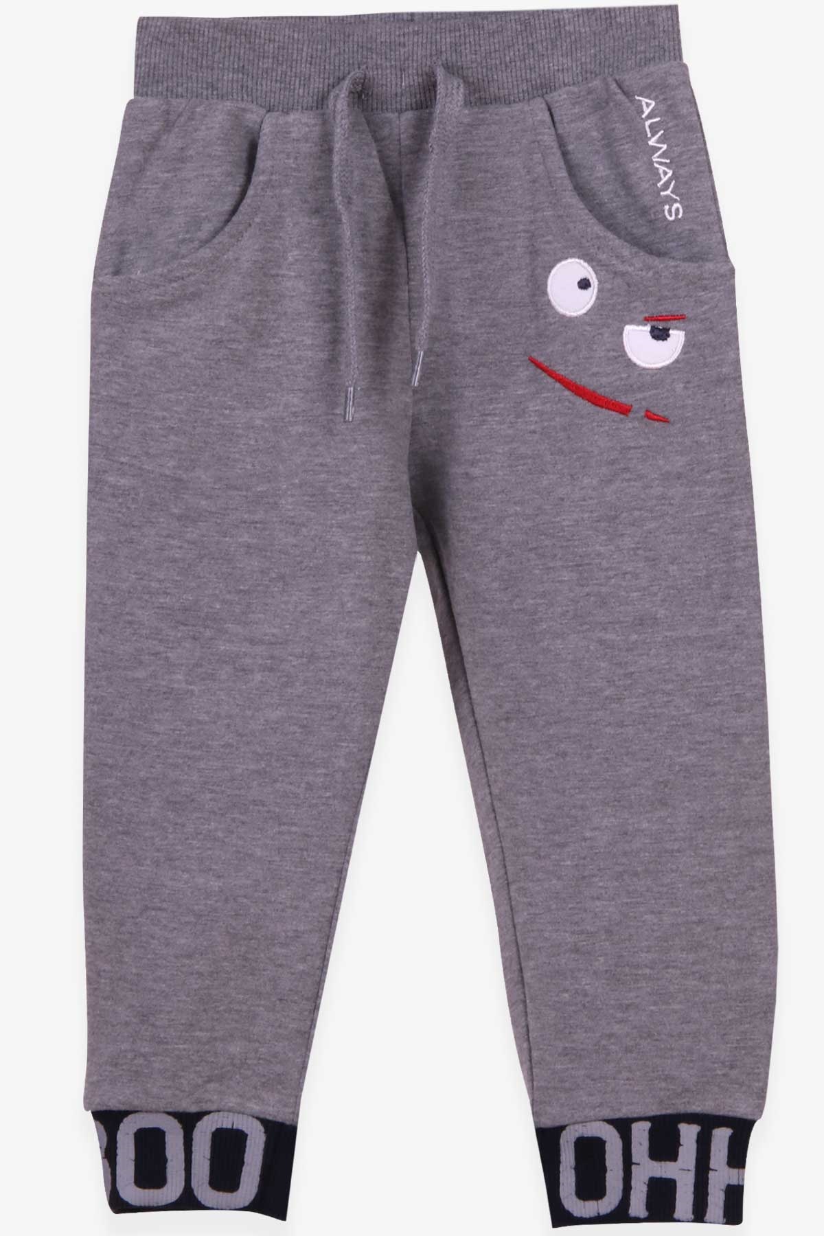 Breeze Erkek Çocuk Eşofman Altı Nakşılı Koyu Gri Melanj (1.5-5 Yaş)