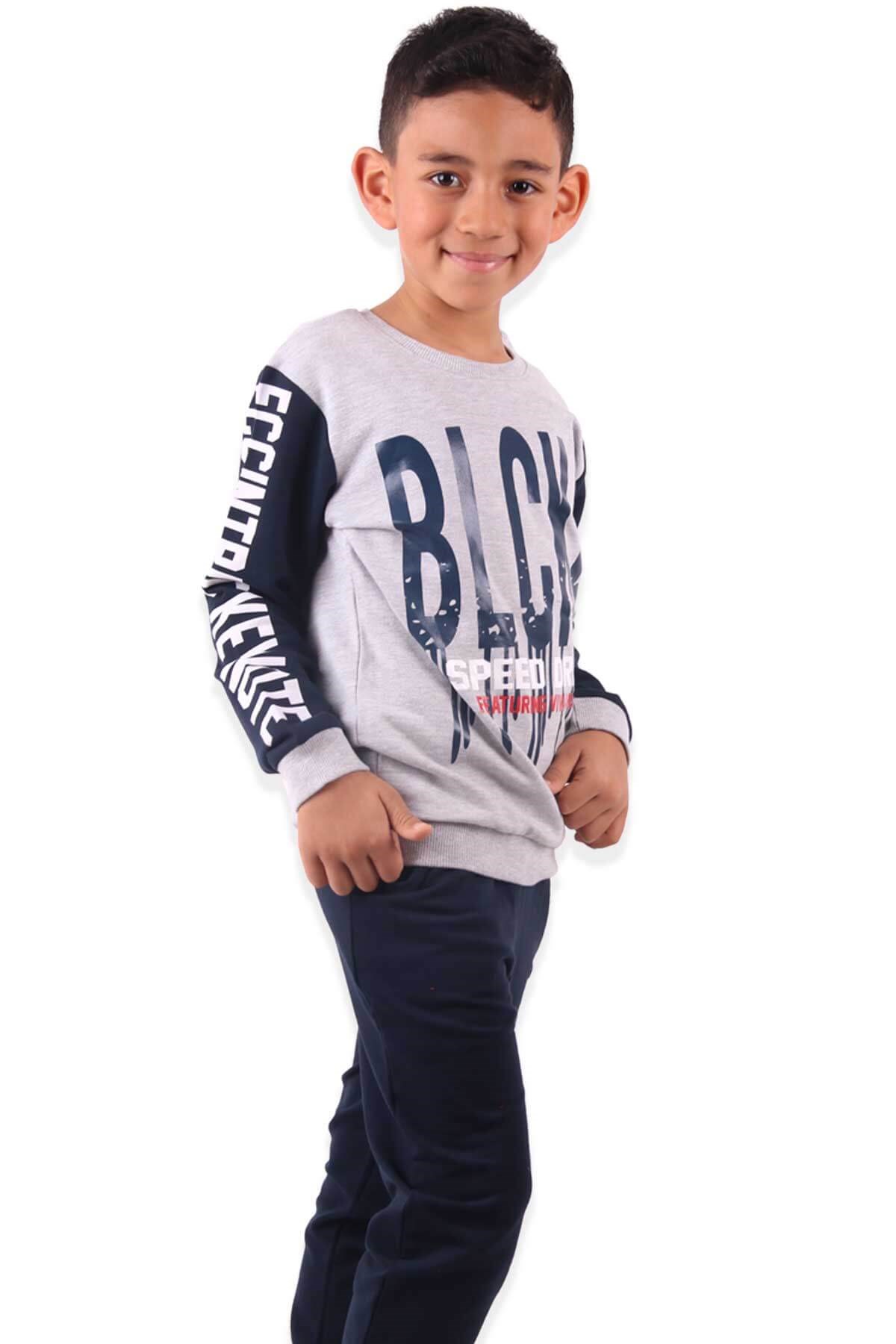 BREEZE Erkek Çocuk Eşofman Takım Gri-Lacivert (6-12 Yaş)