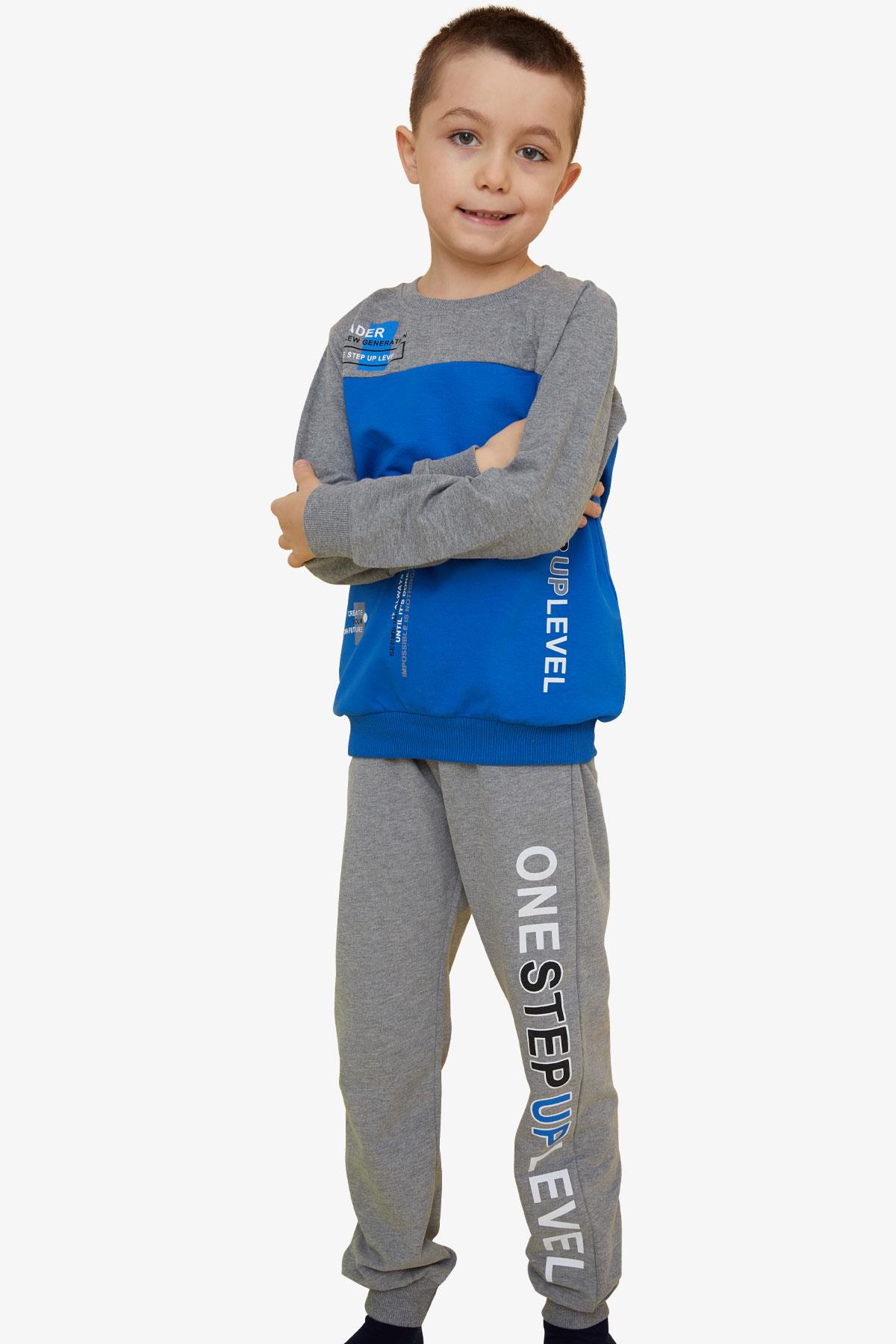Breeze Erkek Çocuk Eşofman Takım Yazı Baskılı Saks Mavisi (7-12 Yaş)