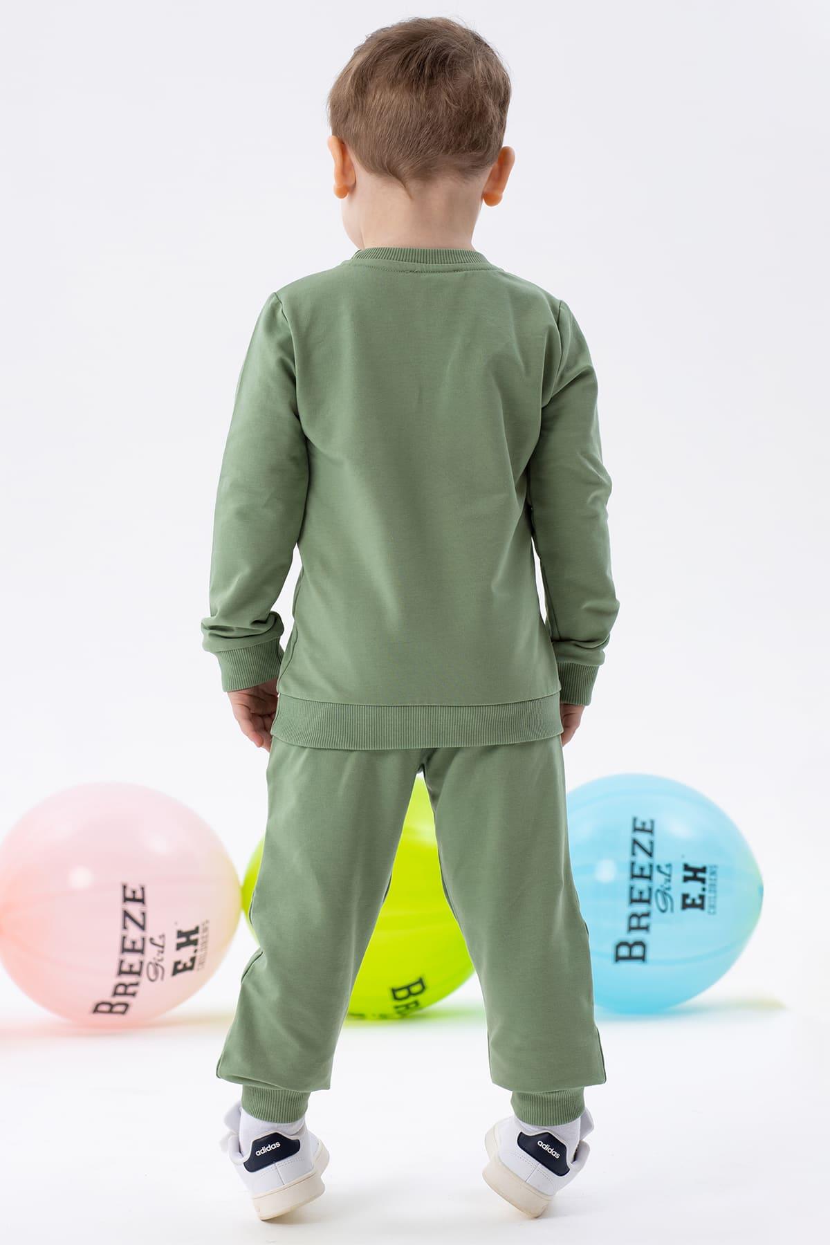 Erkek Çocuk Eşofman Takımı Astronot Ayıcıklar Baskılı Mint Yeşili 2-3 Yaş  -Sıcacıkl Çocuk Takımları | Breeze