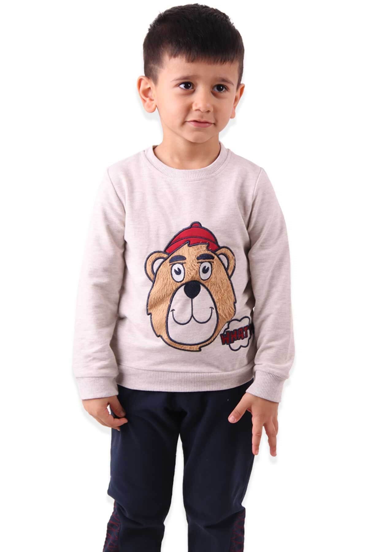 BREEZE Erkek Çocuk Eşofman Takımı Ayıcıklı Bej (1-4 Yaş)