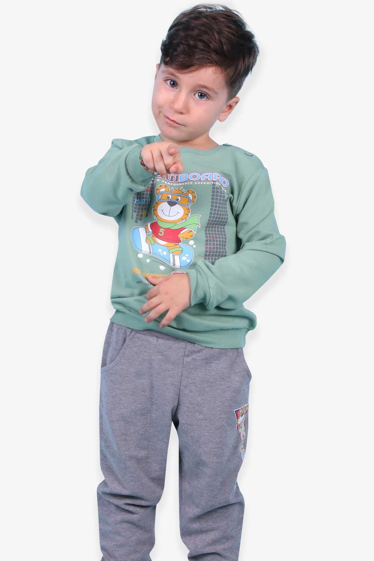 Breeze Erkek Çocuk Eşofman Takımı Baskılı Mint Yeşili (1-3 Yaş)