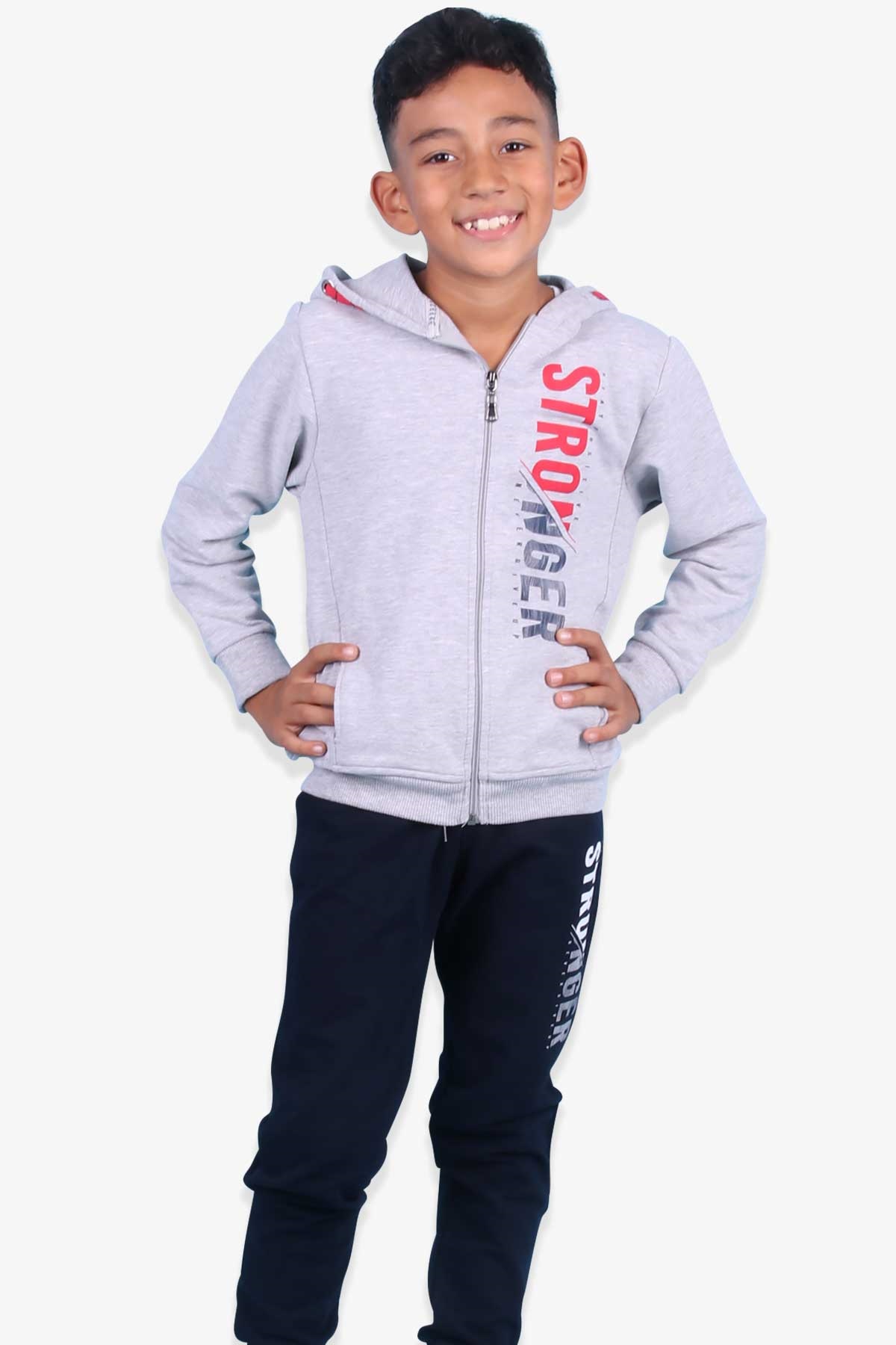 Breeze Erkek Çocuk Eşofman Takımı Baskılı Gri Melanj (8-10 Yaş)