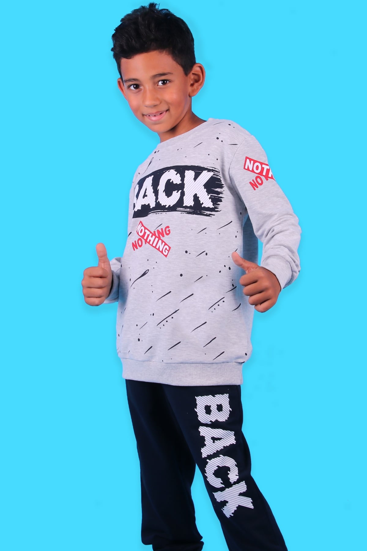 Breeze Erkek Çocuk Eşofman Takımı Baskılı Gri (7-12 Yaş)