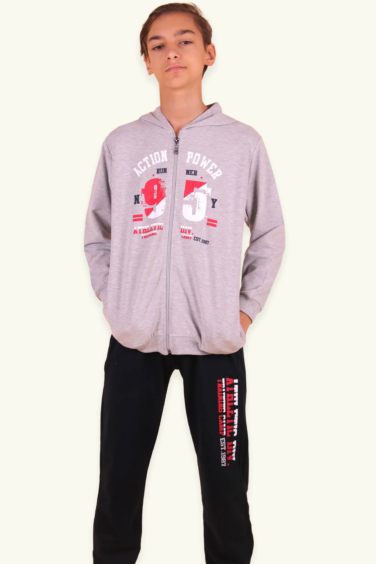 Breeze Erkek Çocuk Eşofman Takımı Gri-Lacivert (10-14 Yaş)