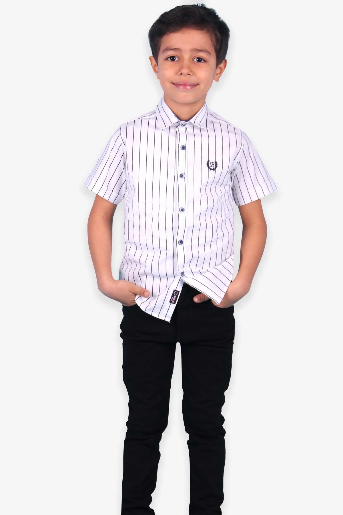 Breeze Erkek Çocuk Gabardin Pantolon Cepte Yazı Detaylı Siyah (3-10 Yaş)
