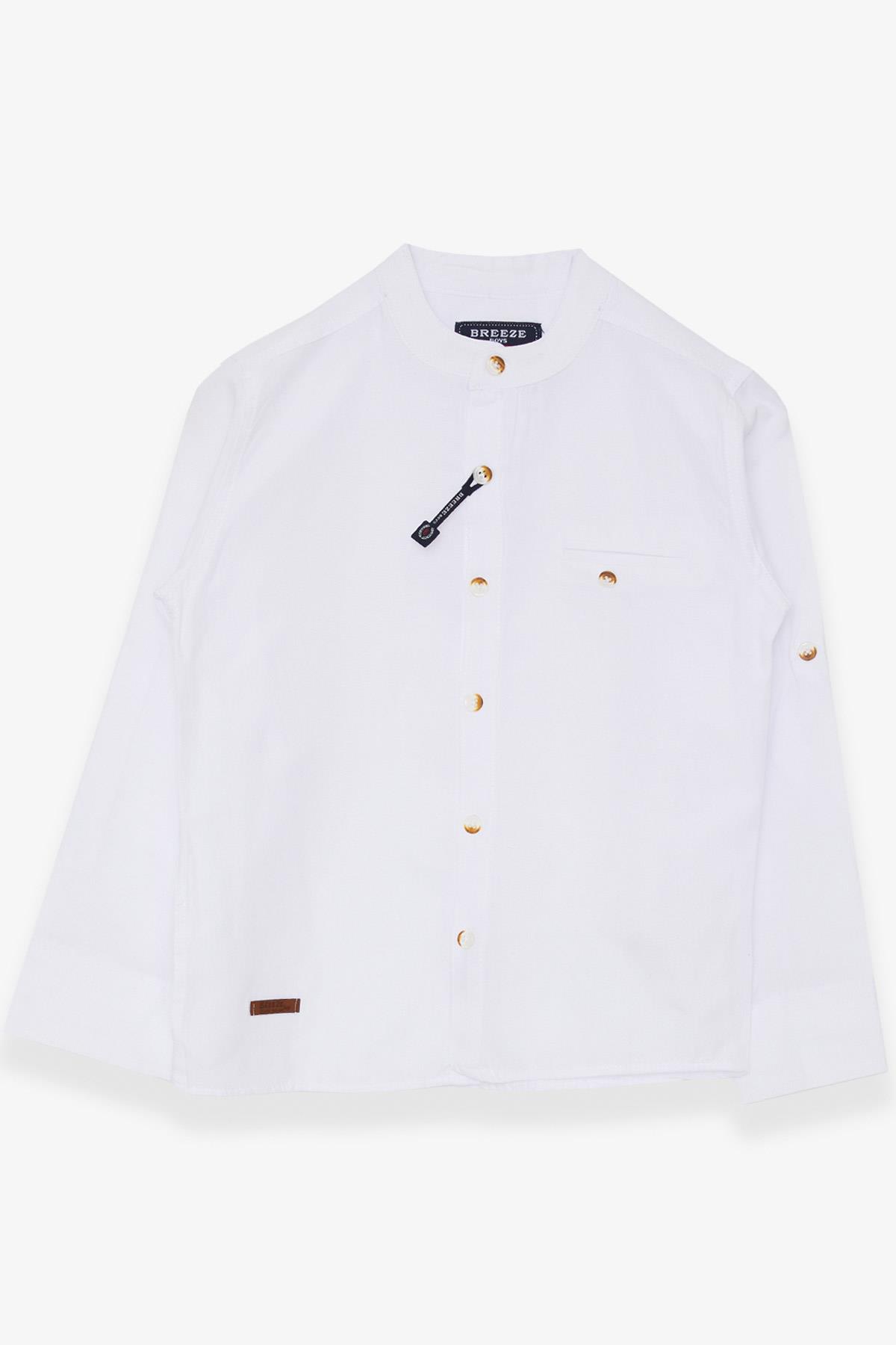 Breeze Erkek Çocuk Gömlek Aksesuarlı Armalı Beyaz (8-12 Yaş)
