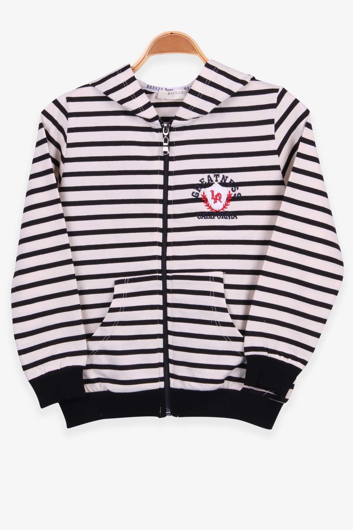 Breeze Erkek Çocuk Hırka Çizgili Desenli Ekru (3-7 Yaş)
