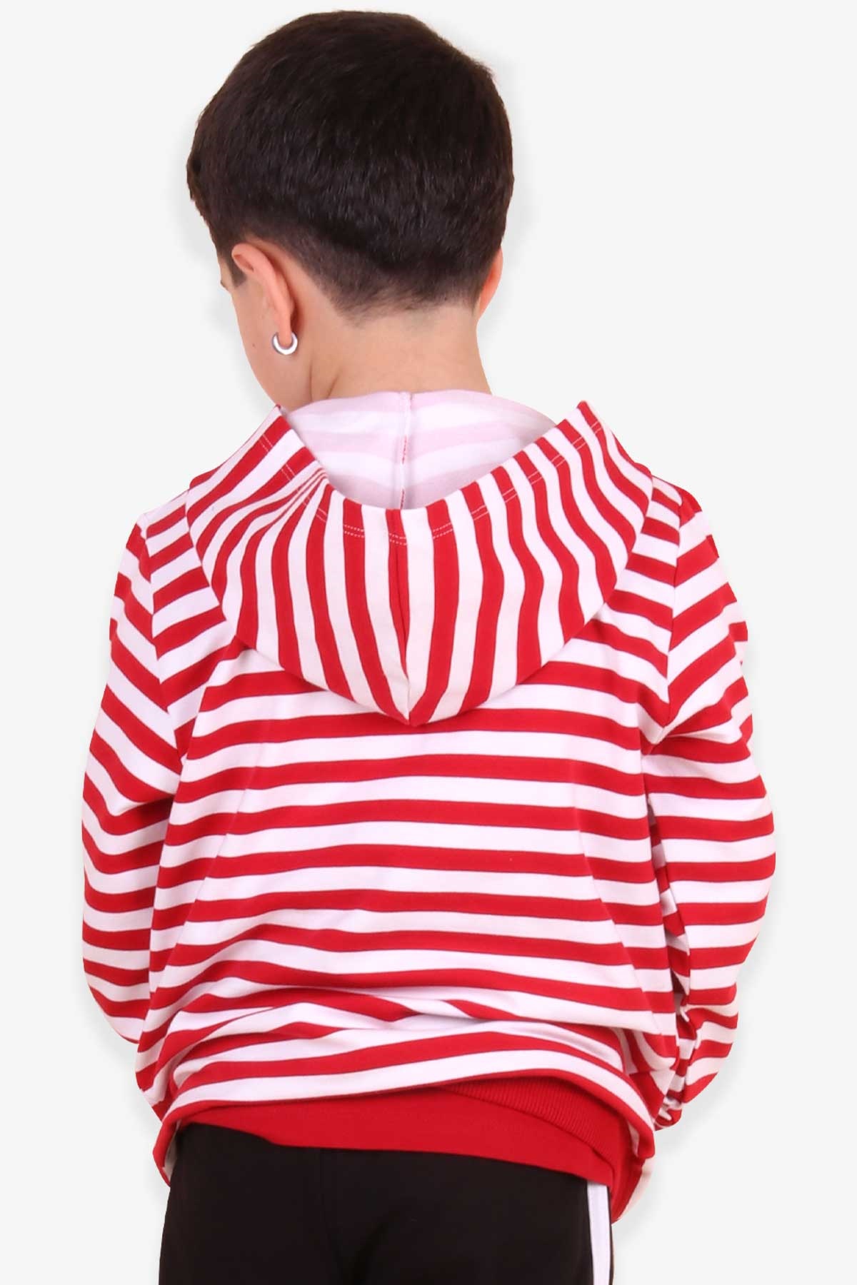Breeze Erkek Çocuk Hırka Çizgili Desenli Kırmızı (3 Yaş)