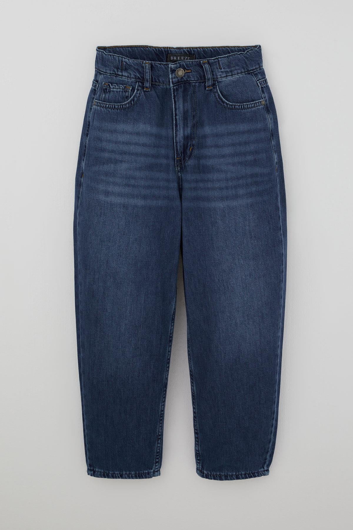 Breeze Erkek Çocuk Jean Pantolon Düğmeli Fermuarlı Cepli Mavi (10-14 Yaş)