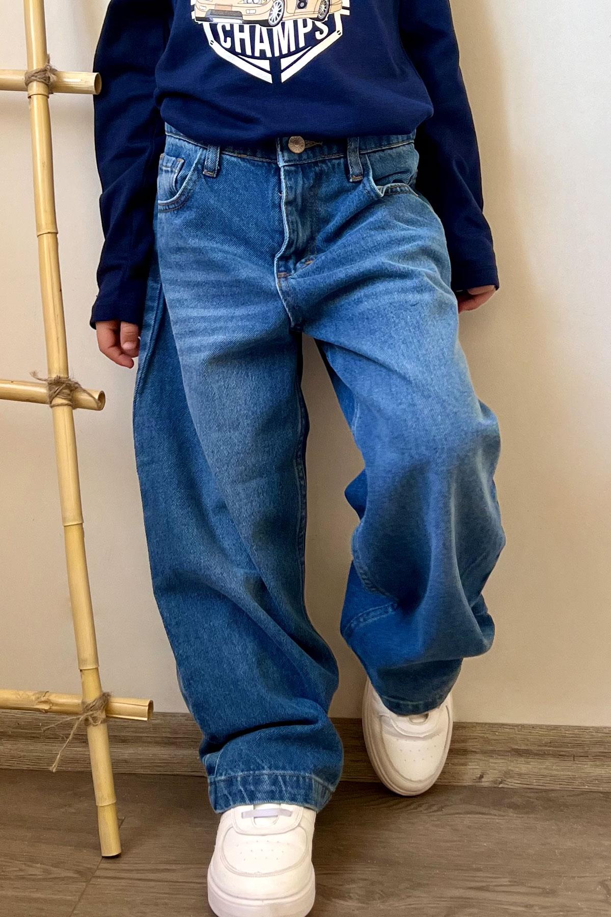 Breeze Erkek Çocuk Jean Pantolon Fermuarlı Cepli Mavi (5-9 Yaş)