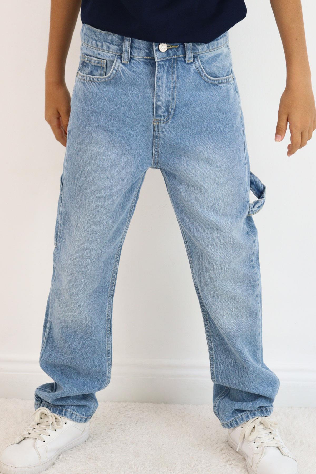 Breeze Erkek Çocuk Jean Pantolon Marangoz Model Açık Mavi (5-9 Yaş)