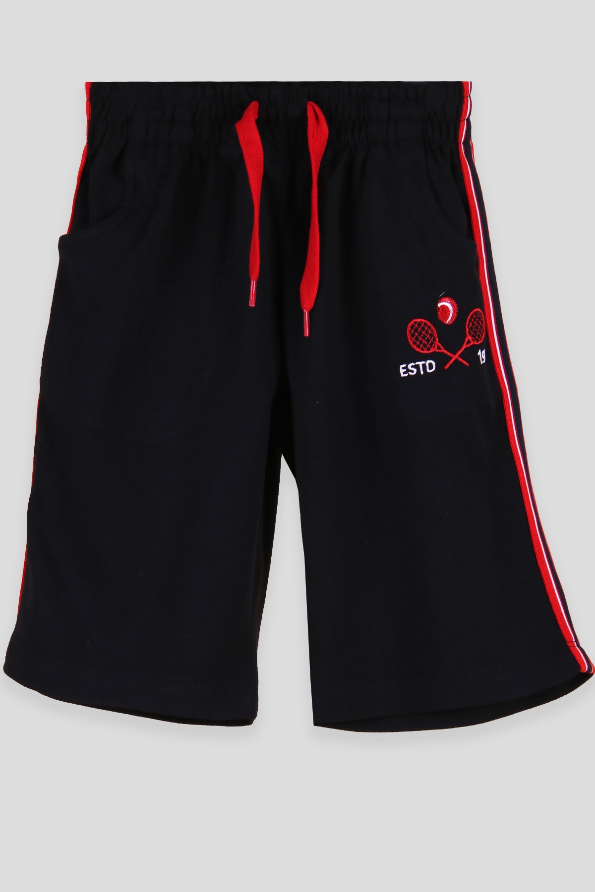 Breeze Erkek Çocuk Kapri Cepli Bağcıklı Tenis Nakışlı Siyah (7-12 Yaş)