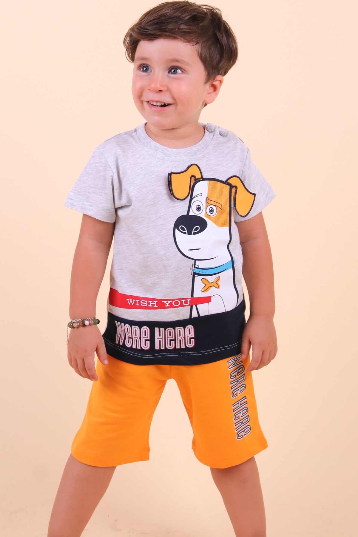 Breeze Erkek Çocuk Kapri Takım Kulakları Hareketli Köpek Gri (1.5-5 Yaş)