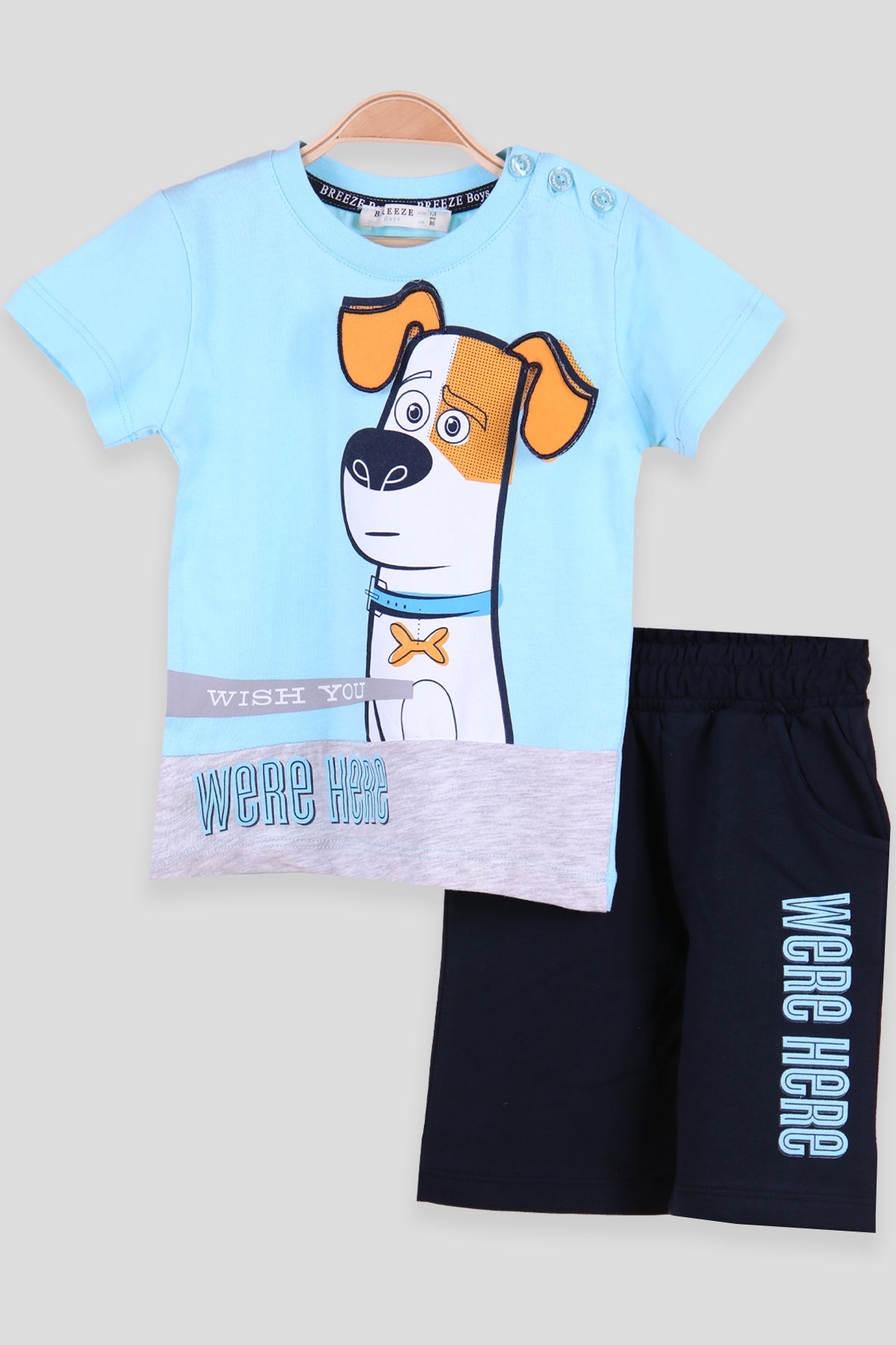 Breeze Erkek Çocuk Kapri Takım Kulakları Hareketli Köpek Turkuaz (1.5-5 Yaş)