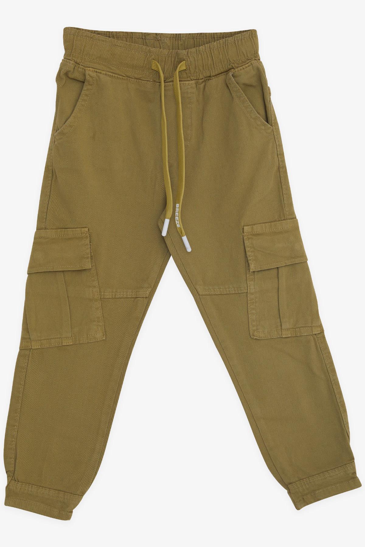 Erkek Çocuk Kot Pantolon Beli Lastikli Cepli Haki Yeşil 3-7 Yaş - Şık Çocuk  Pantolonları | Breeze