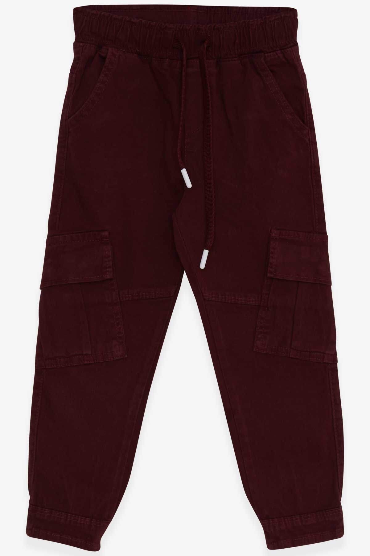 Breeze Erkek Çocuk Kot Pantolon Beli Lastikli Cepli Bordo (3-7 Yaş)