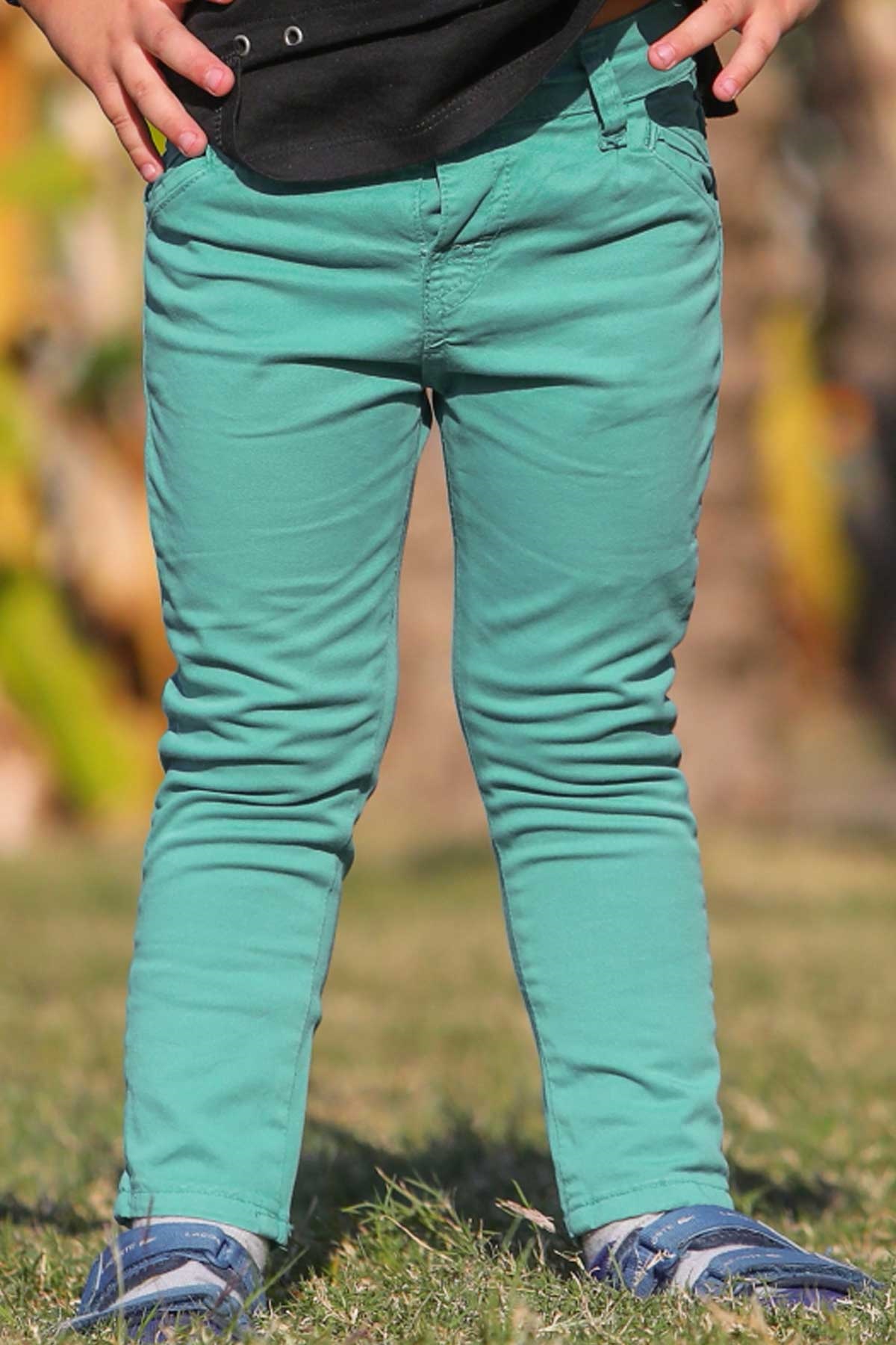 Breeze Erkek Çocuk Kot Pantolon Cepli Mint Yeşili (5 Yaş)
