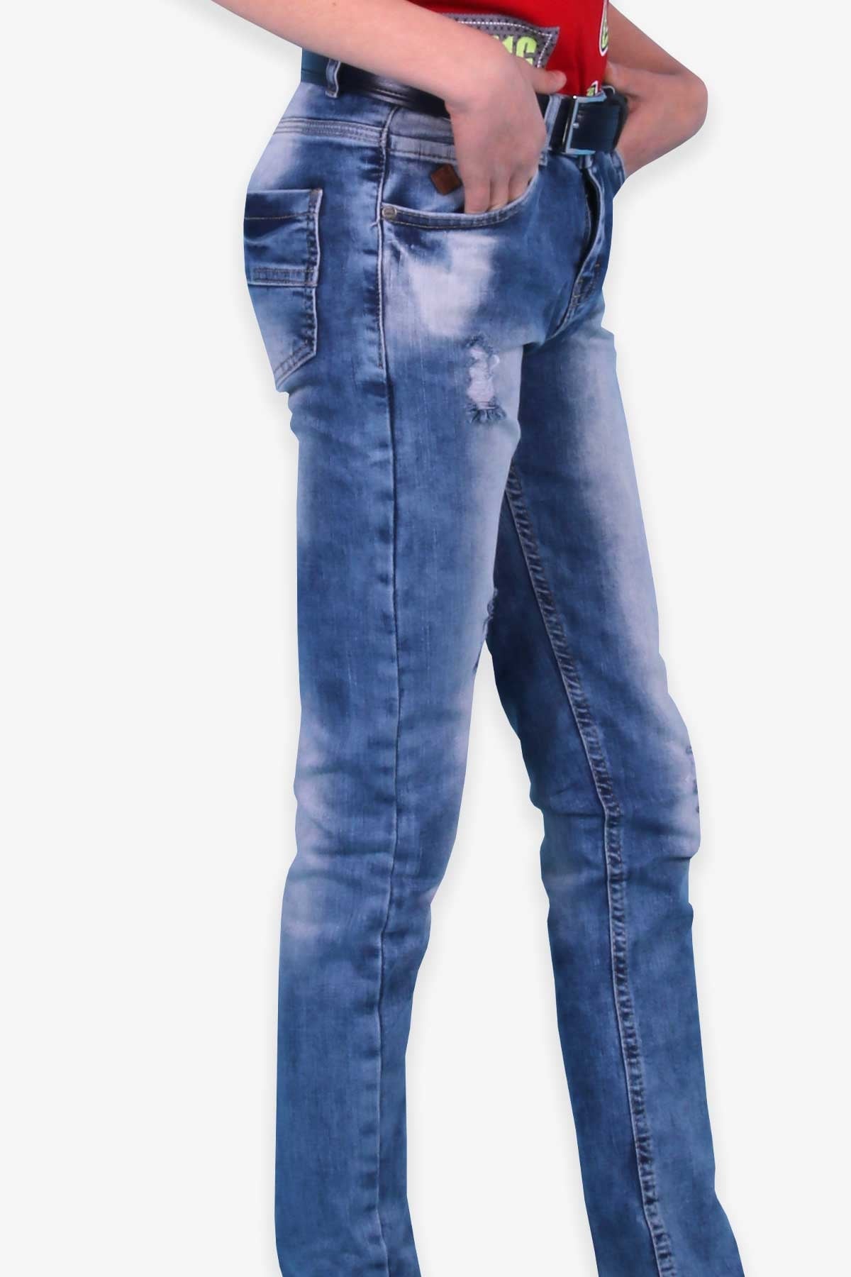 Breeze Erkek Çocuk Kot Pantolon Taşlanmış Mavi (9-10 Yaş)
